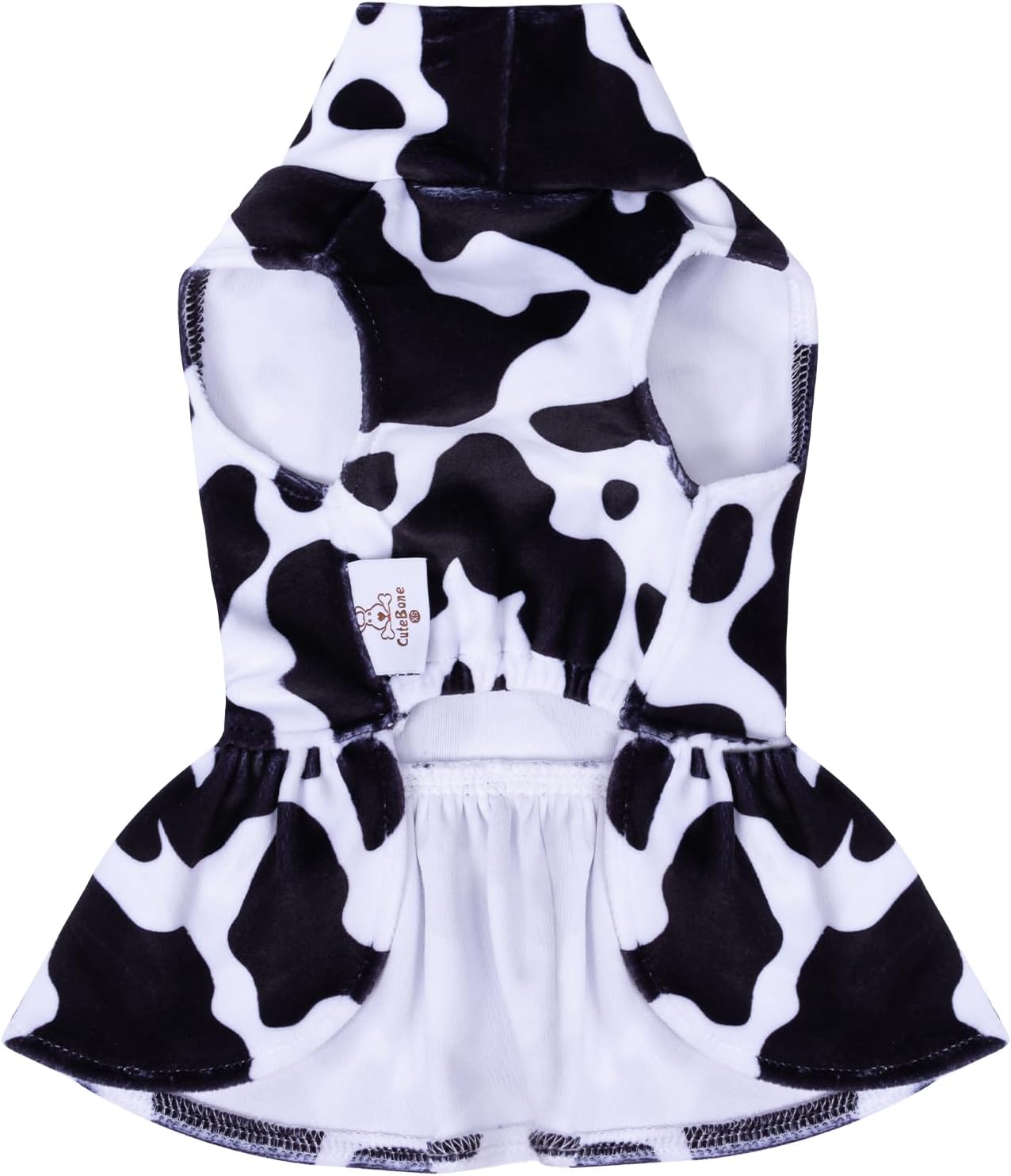 CuteBone Vestido de terciopelo para perro de cuello alto, falda de cachorro, disfraz de falda para mascotas, ropa para gatos con lazo para el pelo