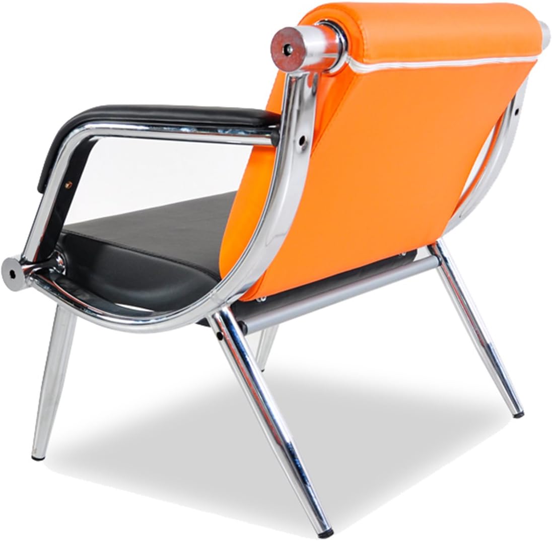 Silla de sala de espera con reposabrazos, 1 asiento, color naranja y negro, muebles de oficina de piel sintética, asientos de invitados, vestíbulo