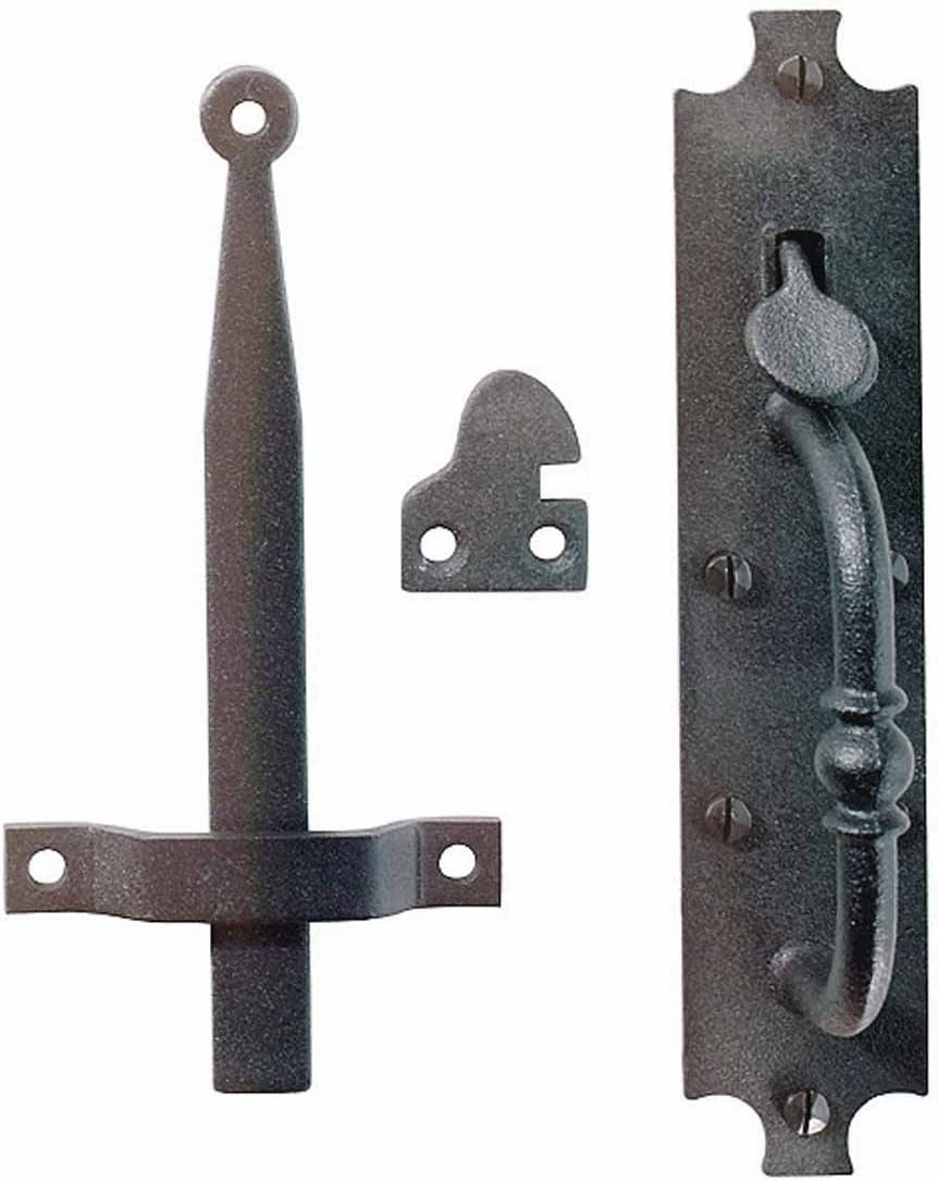Renovators Supply – Pestillo de puerta Norfolk de hierro fundido negro, resistente y decorativo, ideal para puertas y puertas, pestillo de puerta