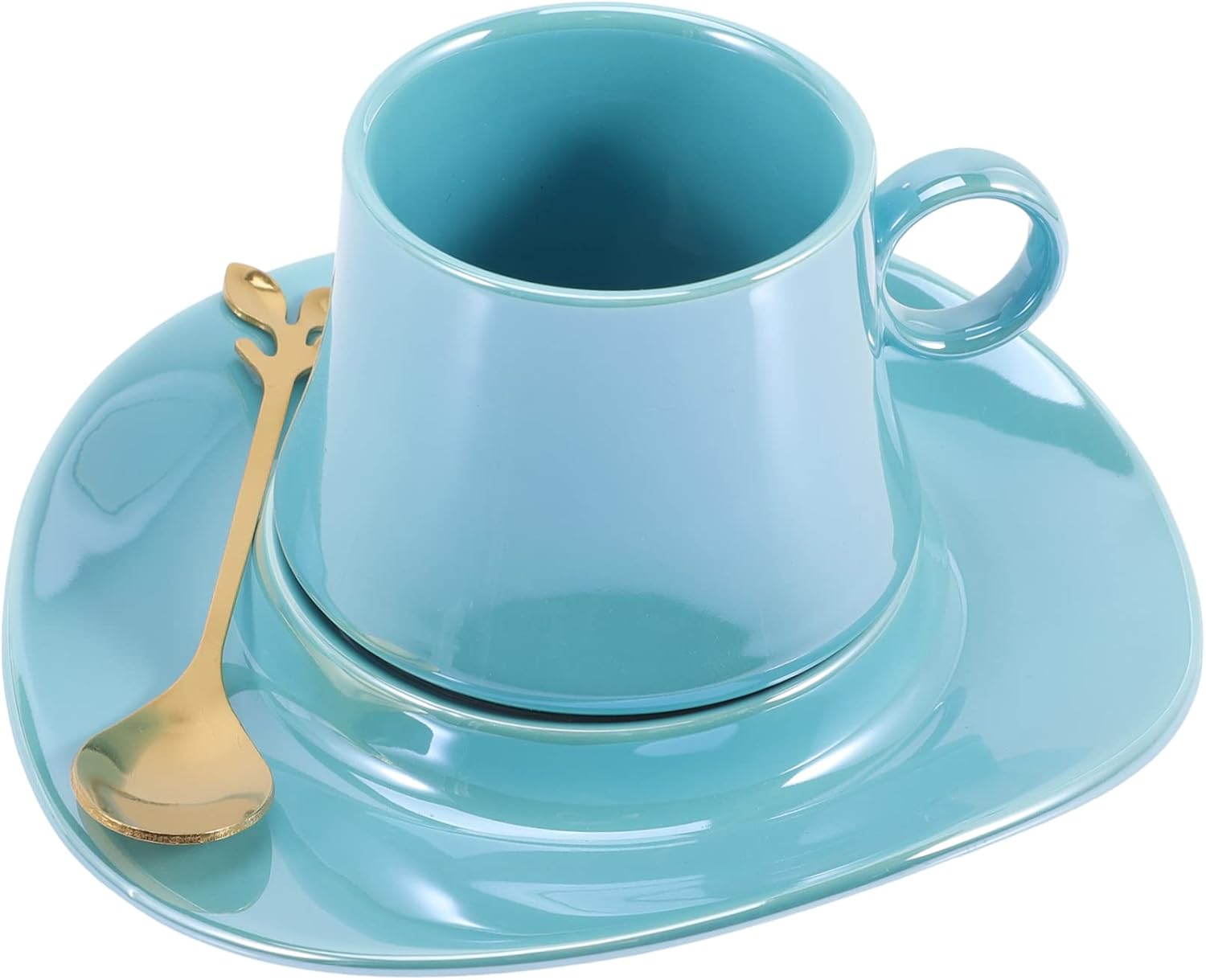 ABOOFAN 2 juegos de vasos de café de cerámica, tazas de té y platillo, taza de té con leche, taza de té de porcelana, taza de café, taza de té de