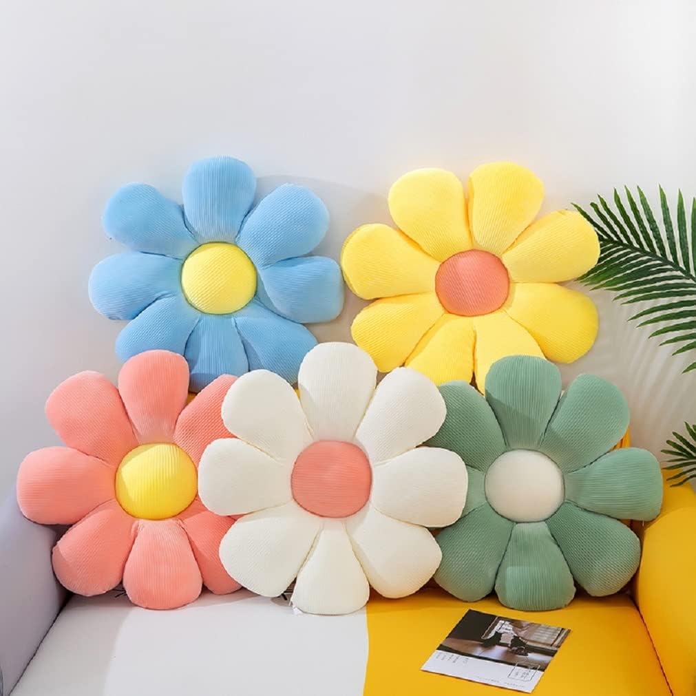 PINGESILU Cojín suave en forma de flor para silla, cojín de felpa para decoración del hogar y oficina (40 x 40, amarillo)