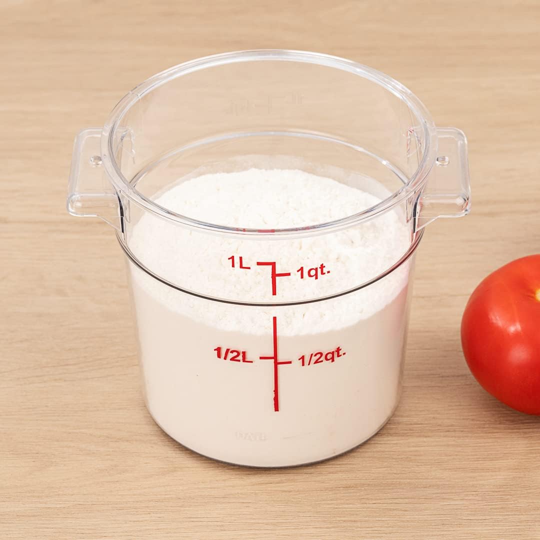 Restaurantware Met Lux – Contenedor de almacenamiento de alimentos de 1 cuarto de galón, 1 recipiente redondo de almacenamiento comercial, tapa se