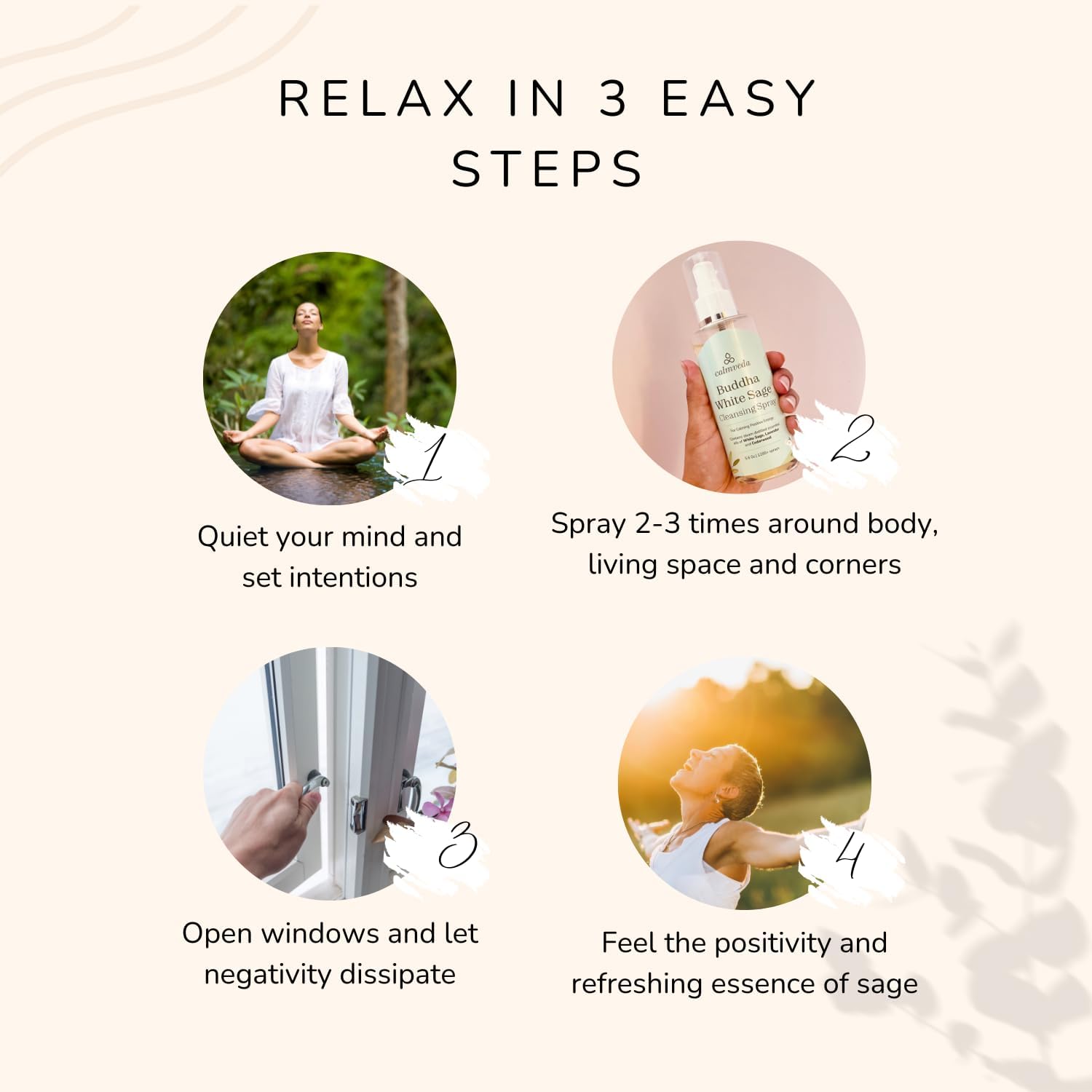 Buddha White Sage Spray Protection  Spray de manchas con agua bendecida por monjes budistas (más de 1200 aerosoles)  Spray de salvia para limpieza