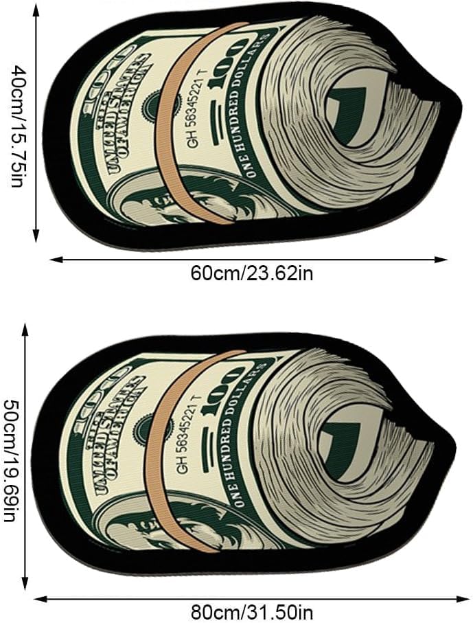 Alfombra artística de billetes de 100 dólares, acogedora, suave, para dormitorio, sala de estar, baño, absorbente, tapete para puerta de habitación