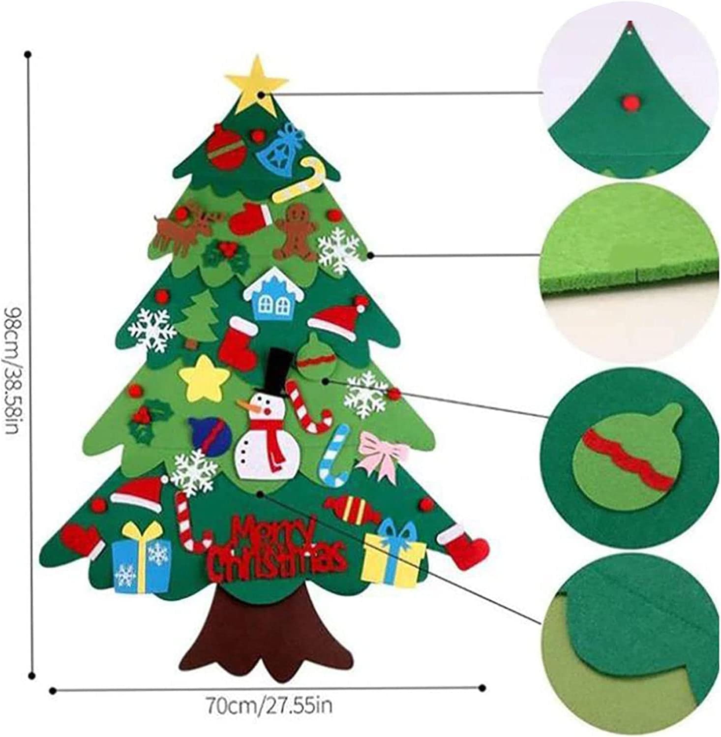 Montessori Árbol de Navidad para niños pequeños, árbol de Navidad Montessori con luces, árbol de Navidad interactivo para niños con 21 adornos de