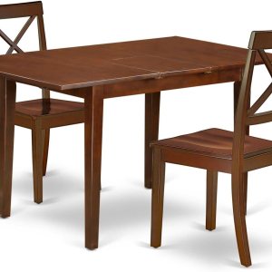 East West Furniture NOBO3-MAH-W – Juego de cocina de 3 piezas contiene una mesa de comedor rectangular con hoja de mariposa y 2 sillas de asiento de East West Furniture NOBO3-MAH-W – Juego de cocina de 3 piezas contiene una mesa de comedor rectangular con hoja de mariposa y 2 sillas de asiento de