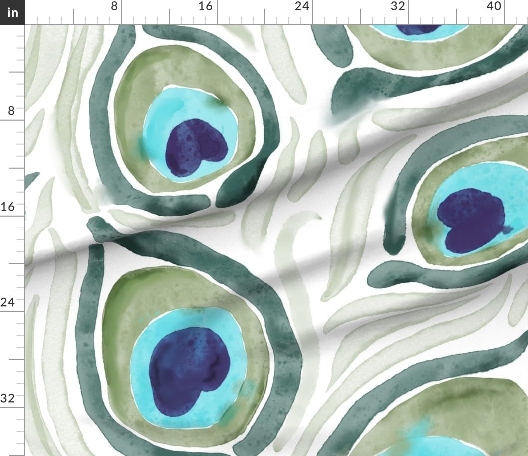 Spoonflower Fabric – Watercolor Animal Print Nature Feathers Printed on Petal Signature Cotton Fabric Fat Quarter – Sewing Quilting Apparel Crafts