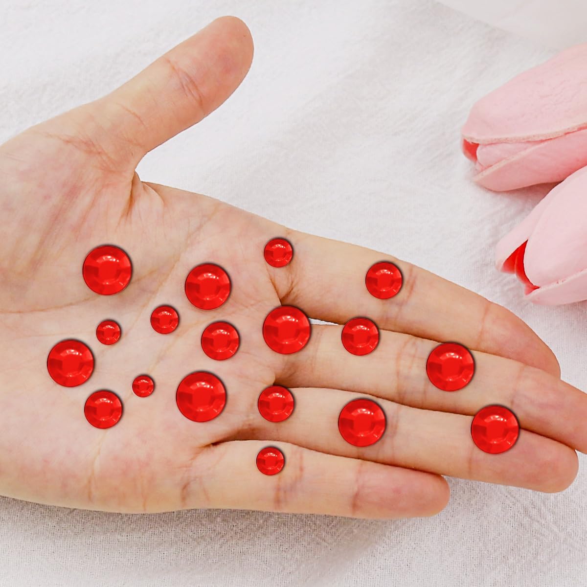 3090 calcomanías de diamantes de imitación, calcomanías autoadhesivas de perlas rojas para la cara, gemas de 0.3450.236 in, gemas para el cabello,