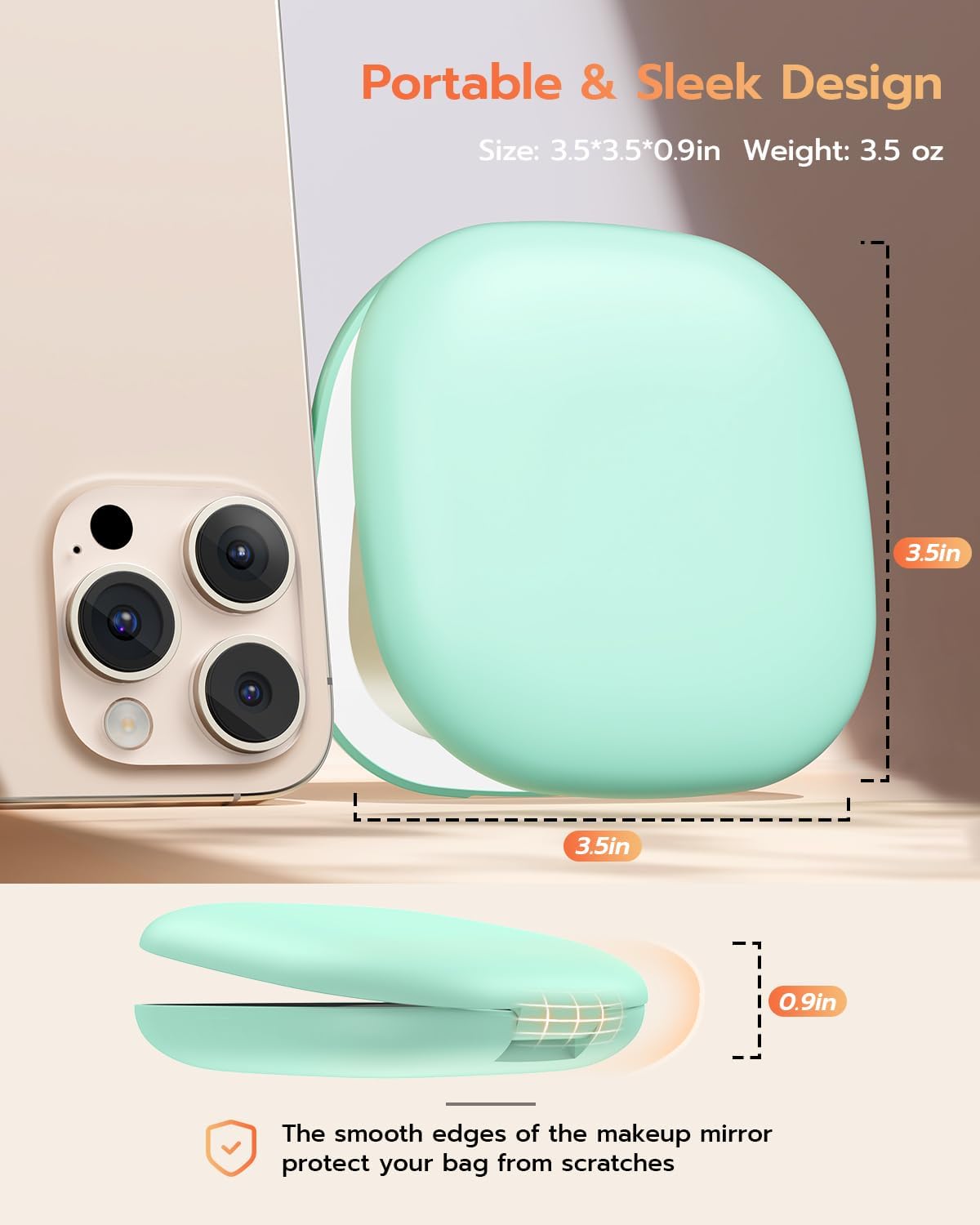 Benbilry Espejo de maquillaje compacto recargable con luces y aumento 1X10X, doble tira de luz, espejo de maquillaje de viaje regulable con 3