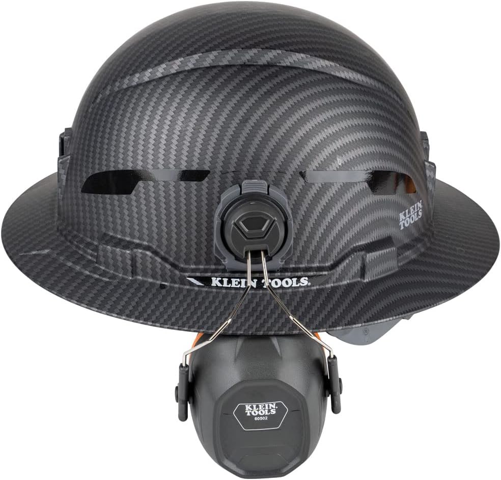 Klein Tools 80146 – Casco duro ventilado de ala completa con accesorio para orejeras, se adapta a cascos Klein Tools de ala completa, protección