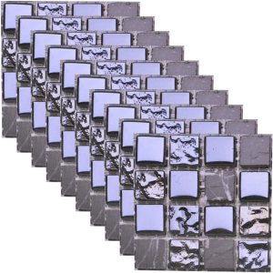 Cozylkx Adhesivos decorativos para azulejos, 10 unidades, 4 x 4 pulgadas cada una, azulejos de mosaico 3D para decoración del hogar, cocina, baño Cozylkx Adhesivos decorativos para azulejos, 10 unidades, 4 x 4 pulgadas cada una, azulejos de mosaico 3D para decoración del hogar, cocina, baño