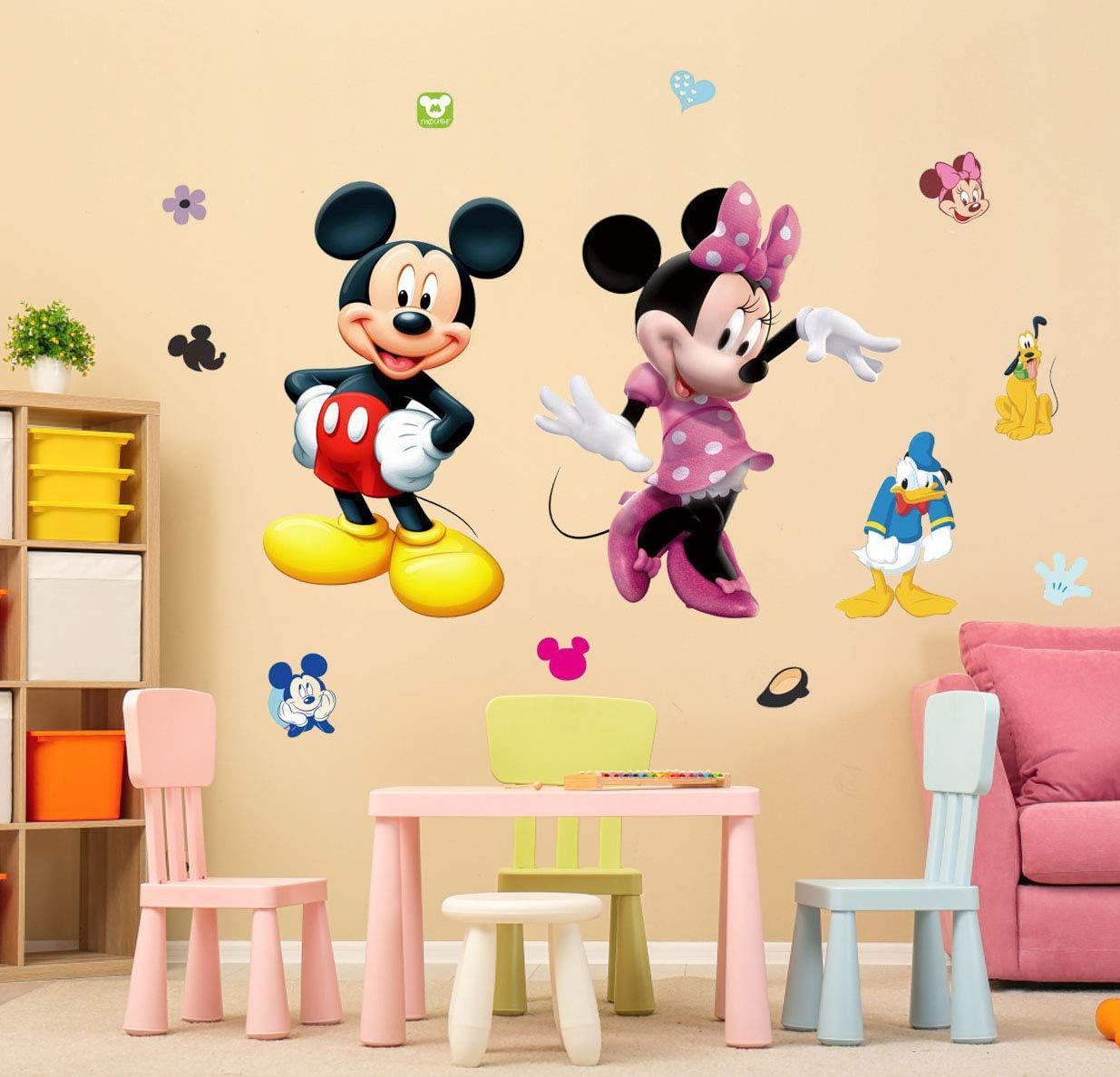 Calcomanía de pared de ratón para habitación de niños, decoración mural de dibujos animados