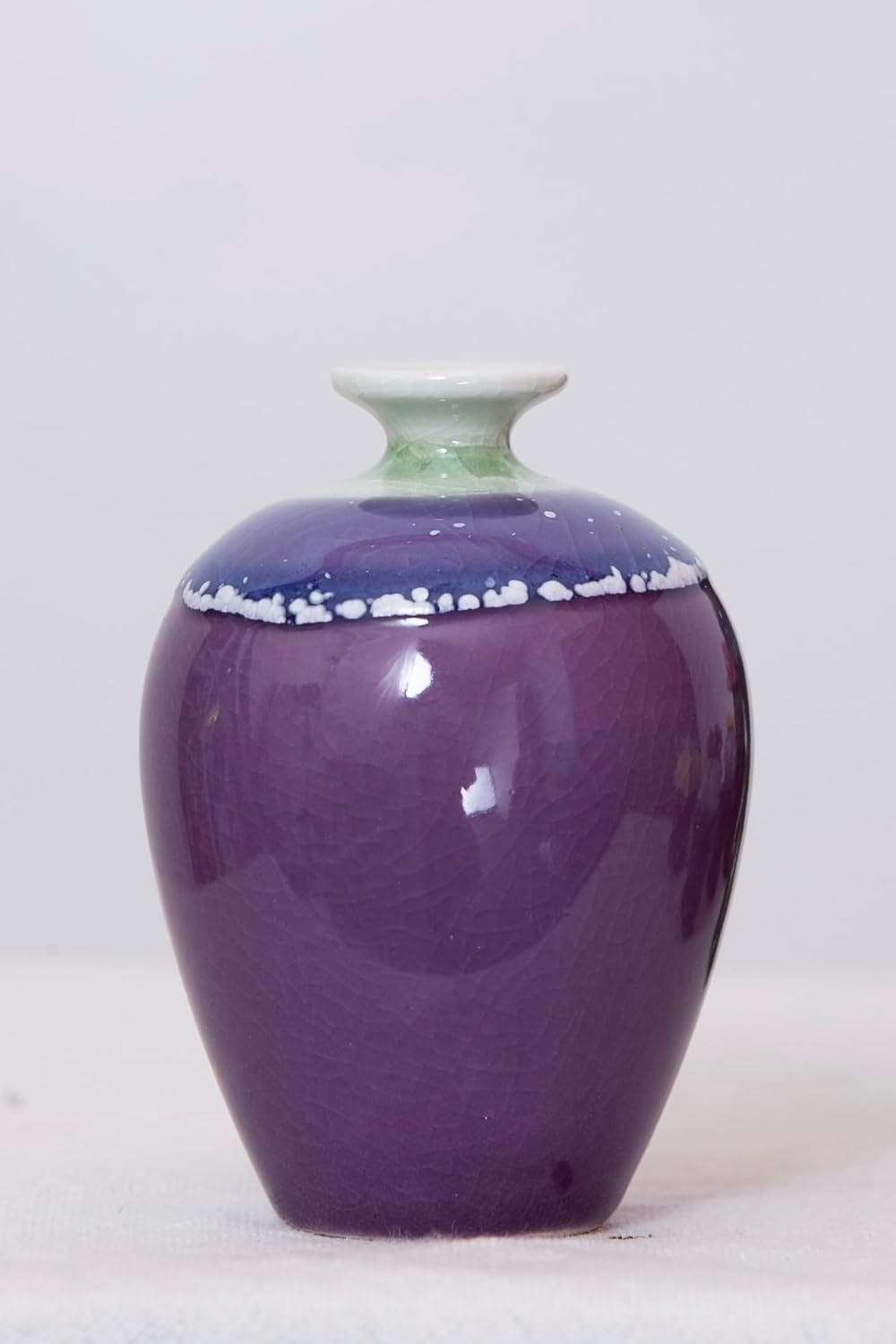 Juego de 2 mini jarrones de cerámica de porcelana esmaltada estilo morado (flor seca) para decoración del hogar y la oficina, sala de estar,