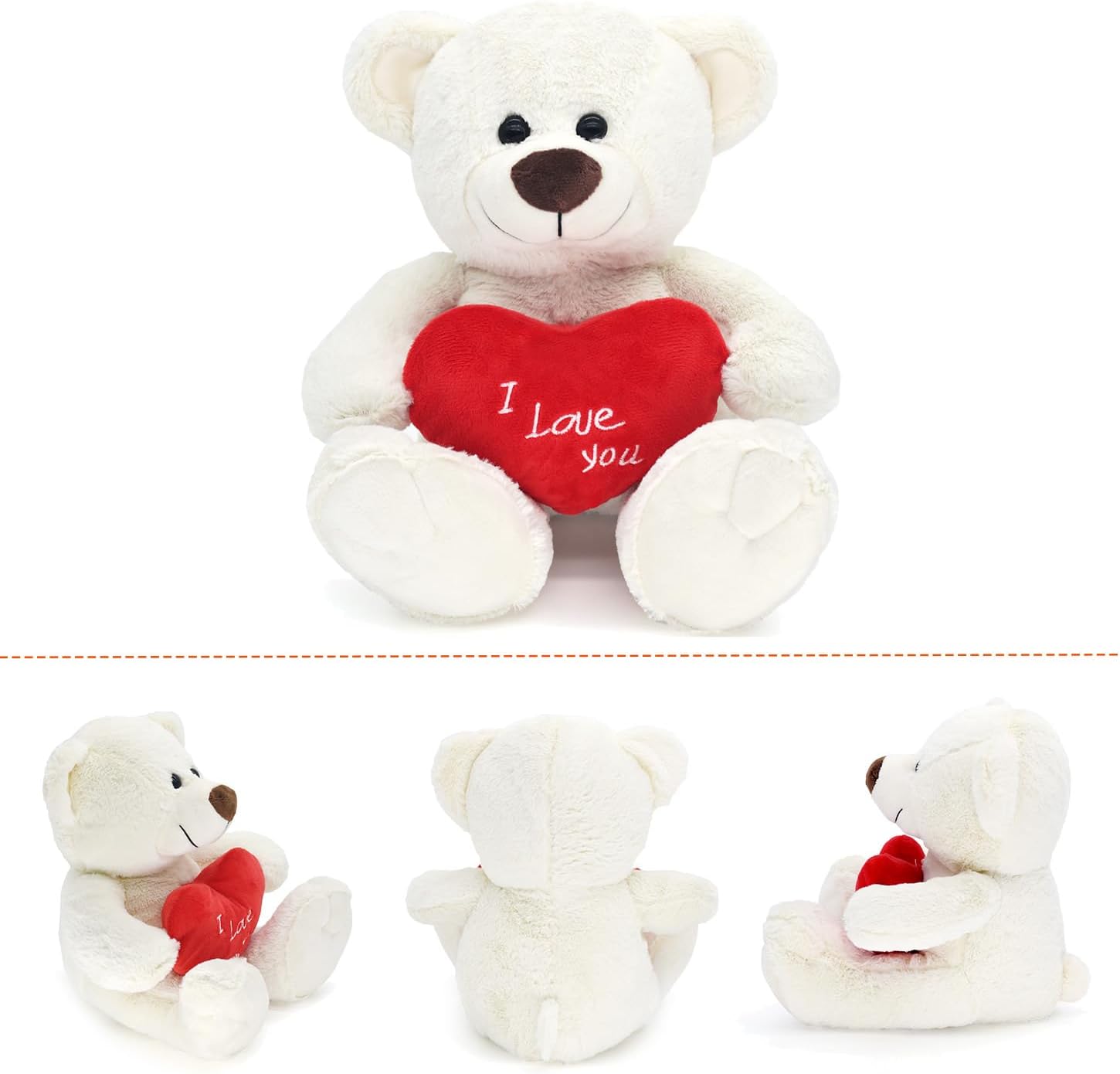 I Love You! Oso de peluche de 10 pulgadas con corazón rojo, muñeca de oso de peluche suave, juguetes de peluche para el día de San Valentín, regalos