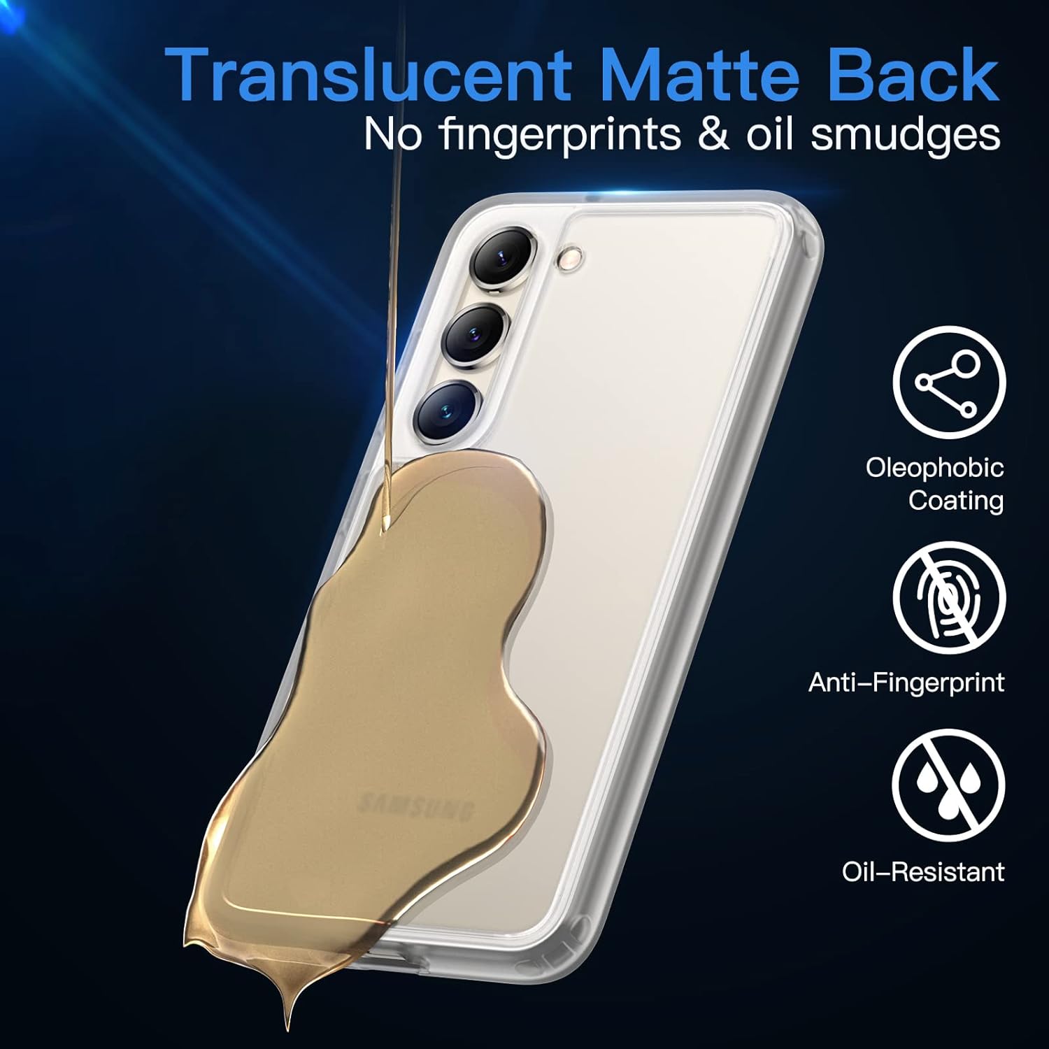 JETech Funda mate para Samsung Galaxy S23 5G de 6.1 pulgadas, funda protectora delgada translúcida esmerilada para teléfono, antihuellas