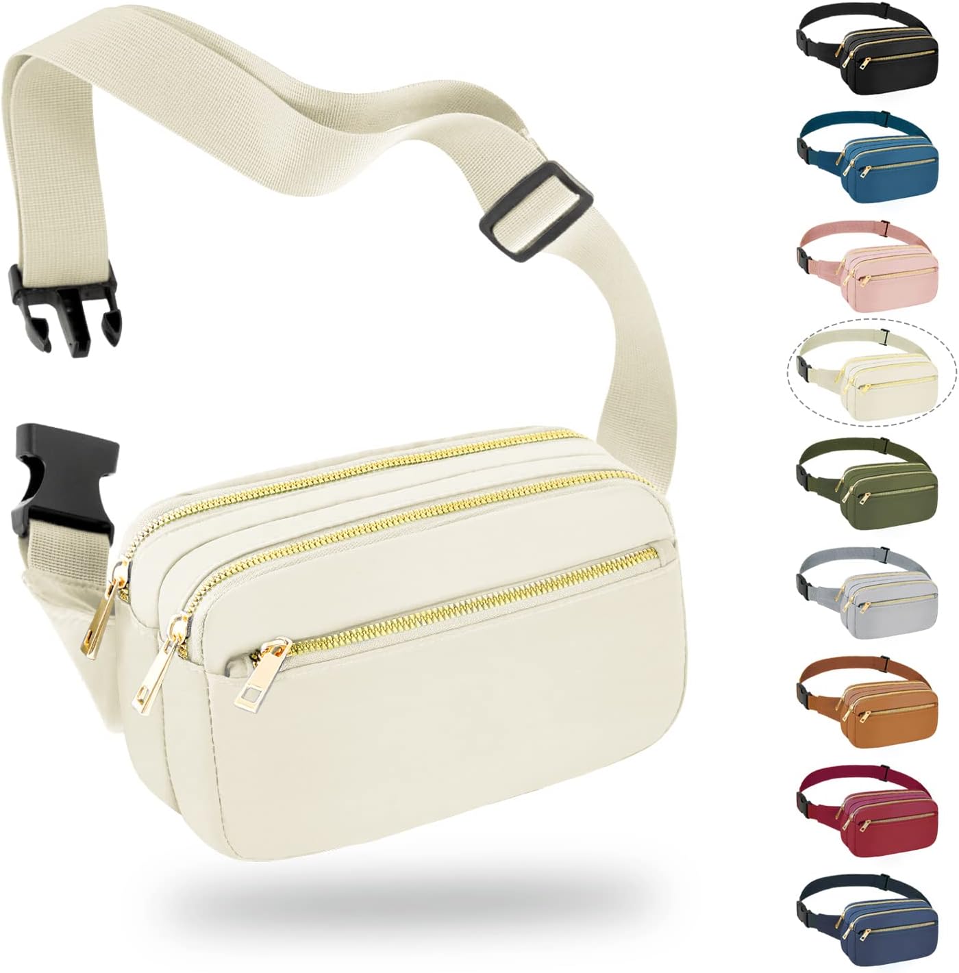FIORETTO Riñoneras para mujeres y hombres, a la moda, mini bolso cruzado con correa ajustable, bolsa pequeña para la cintura para correr,