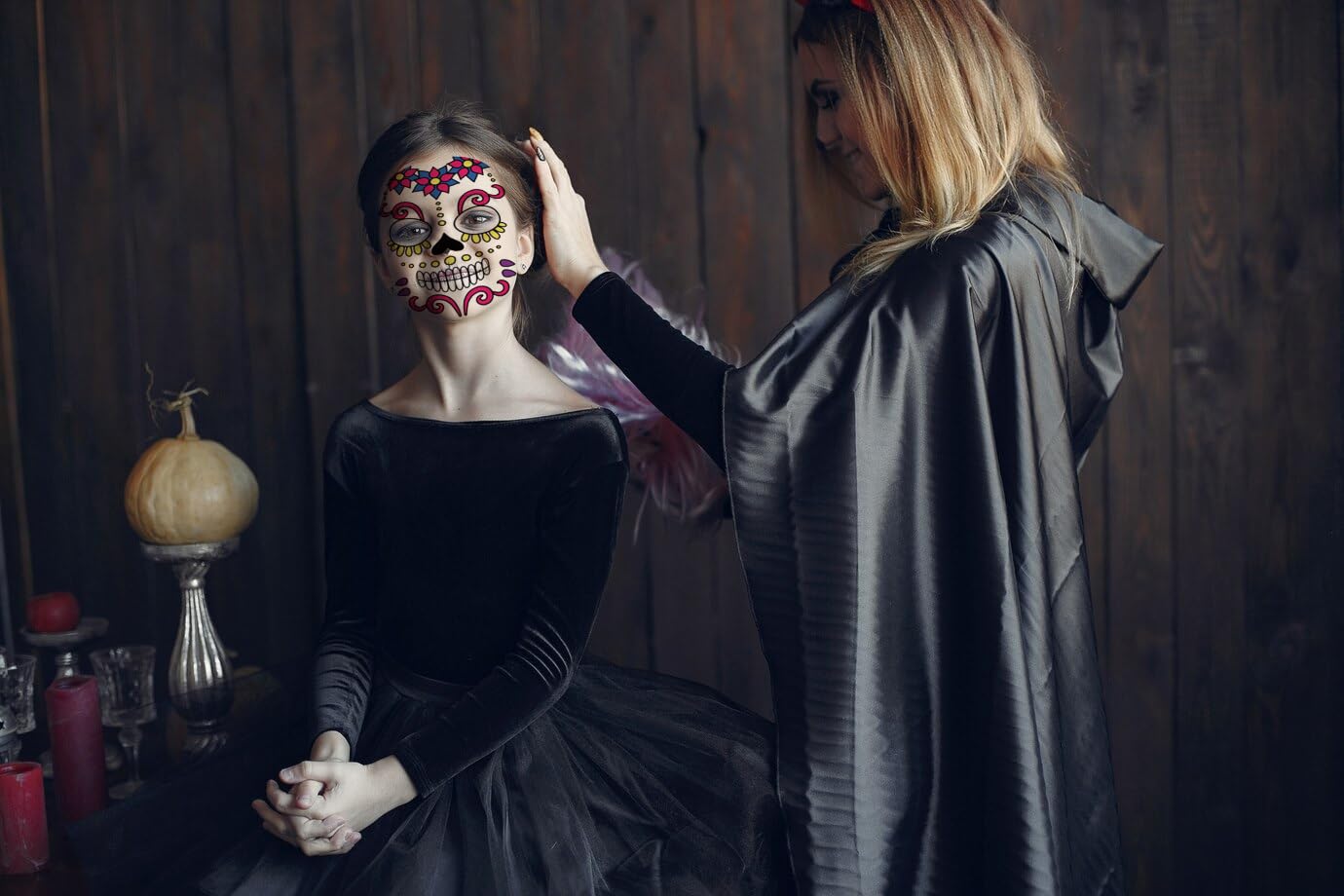 Hying 9 tatuajes temporales del Día de los Muertos, tatuajes de esqueleto de Halloween, tatuajes faciales de calavera floral de azúcar, calcomanías