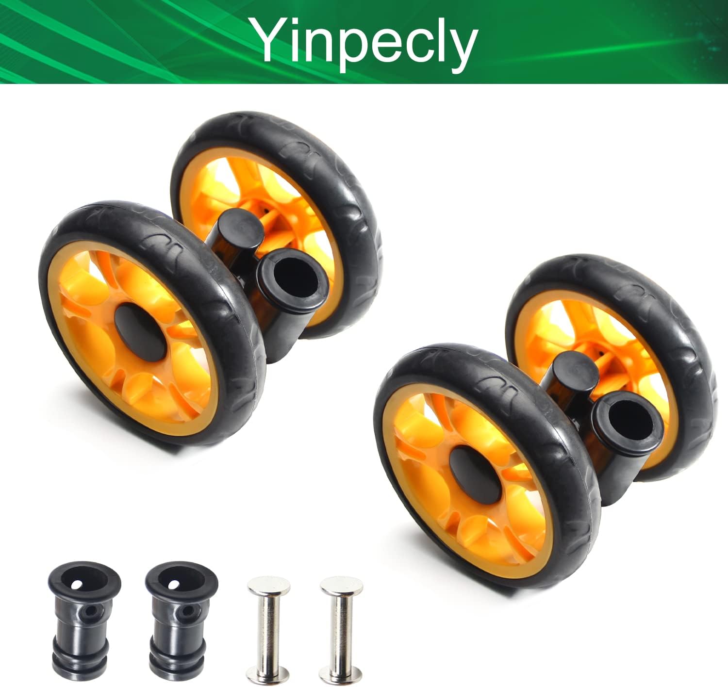 Yinpecly Juego de 2 ruedas para cochecitos de 4.7 in, ruedas multidireccionales, color negro, compatible con cochecitos y bicicletas para niños