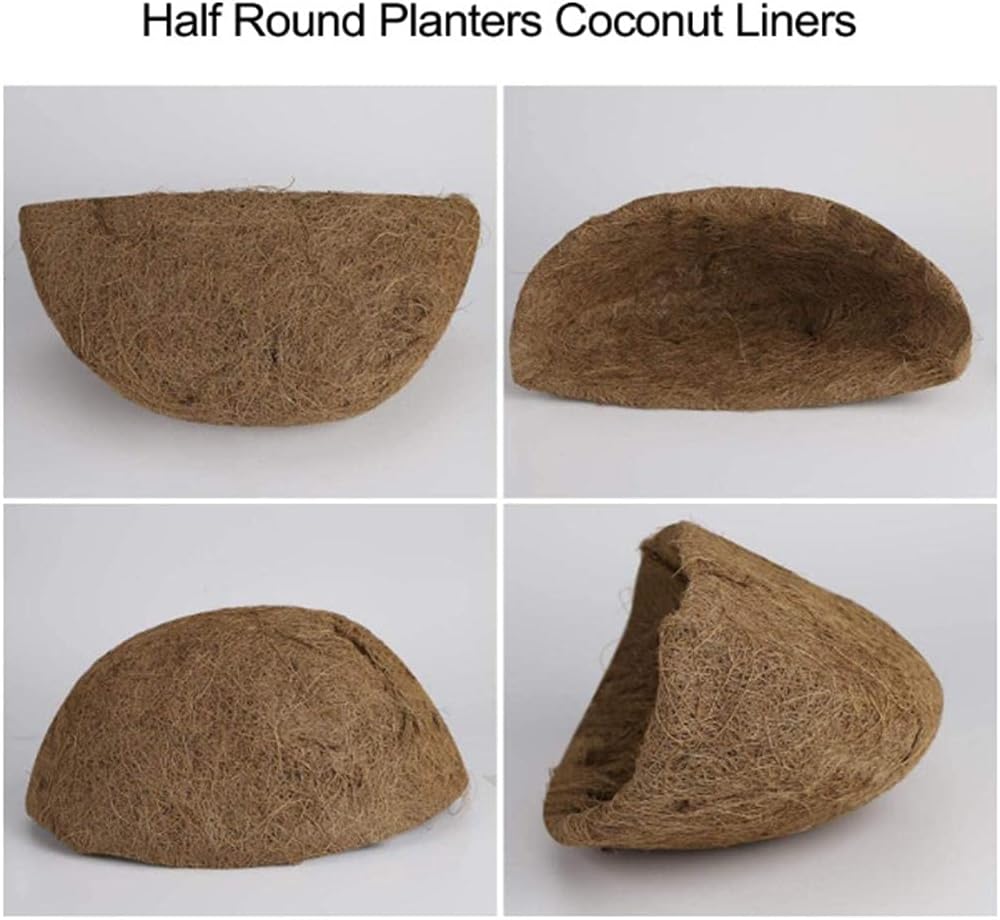 2 piezas de cestas colgantes de coco para maceta, tapete de cesta de flores, semicírculo de fibra de coco de repuesto para maceta de jardín