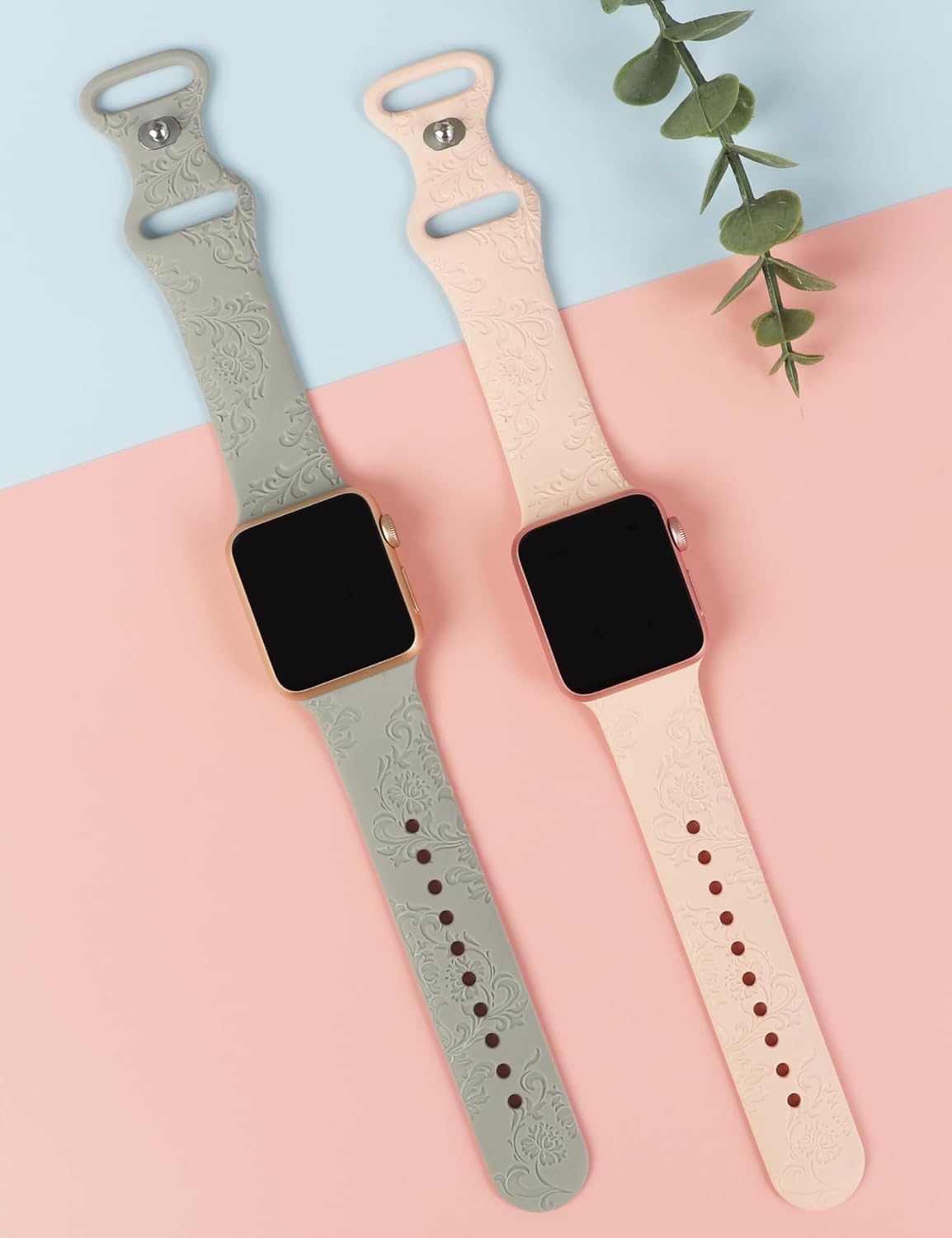 Paquete de 2 correas vintage grabadas elegantes compatibles con Apple Watch de 1.496 pulgadas, 1.575 pulgadas, 1.614 pulgadas, 1.654 pulgadas, 1.732
