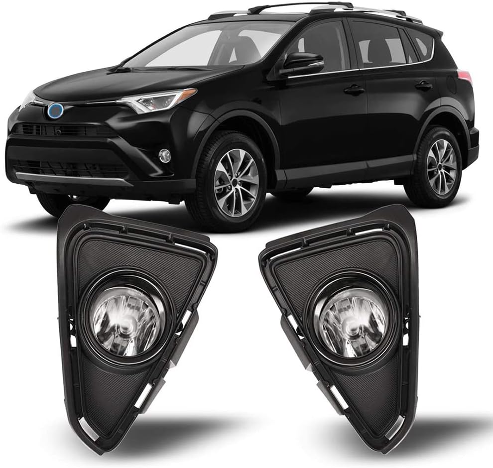 CPW Conjunto de luces antiniebla compatible con Toyota RAV4 2016-2018, par de luces antiniebla de conducción de lente transparente, juego de