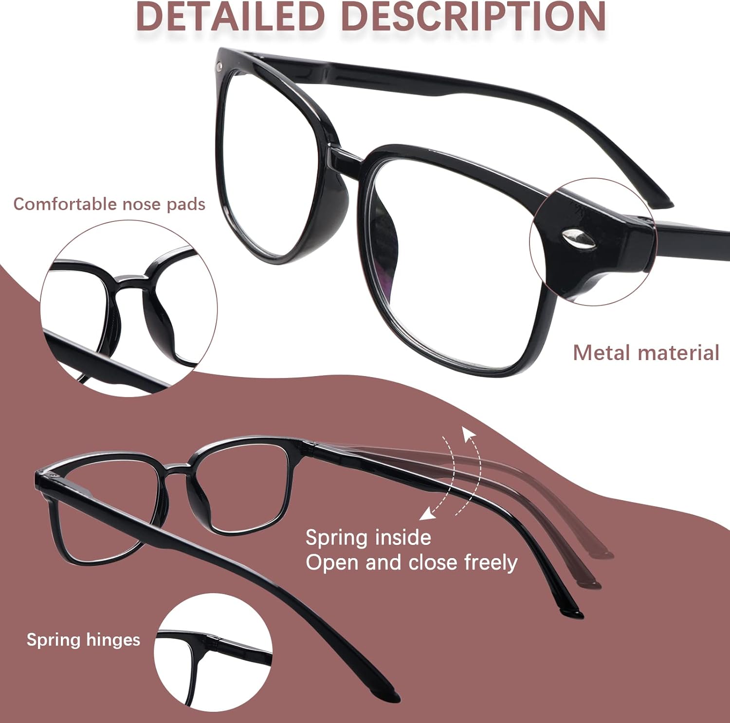 STASTEND Gafas de lectura progresivas multifocales antiluz azul para mujeres y hombres, marco de anteojos de moda