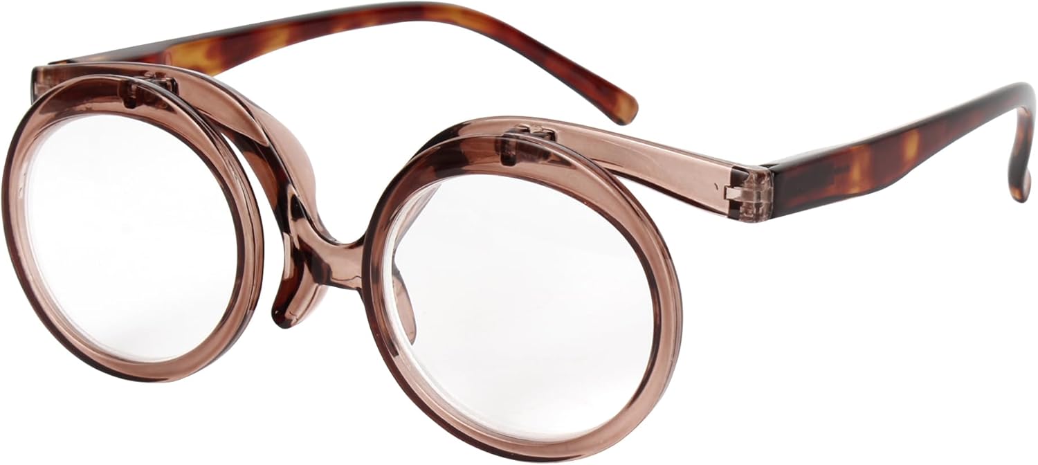 Aisi Gafas de lectura de maquillaje para las mujeres lectores cosméticos Flip Up doble lente aumento gafas
