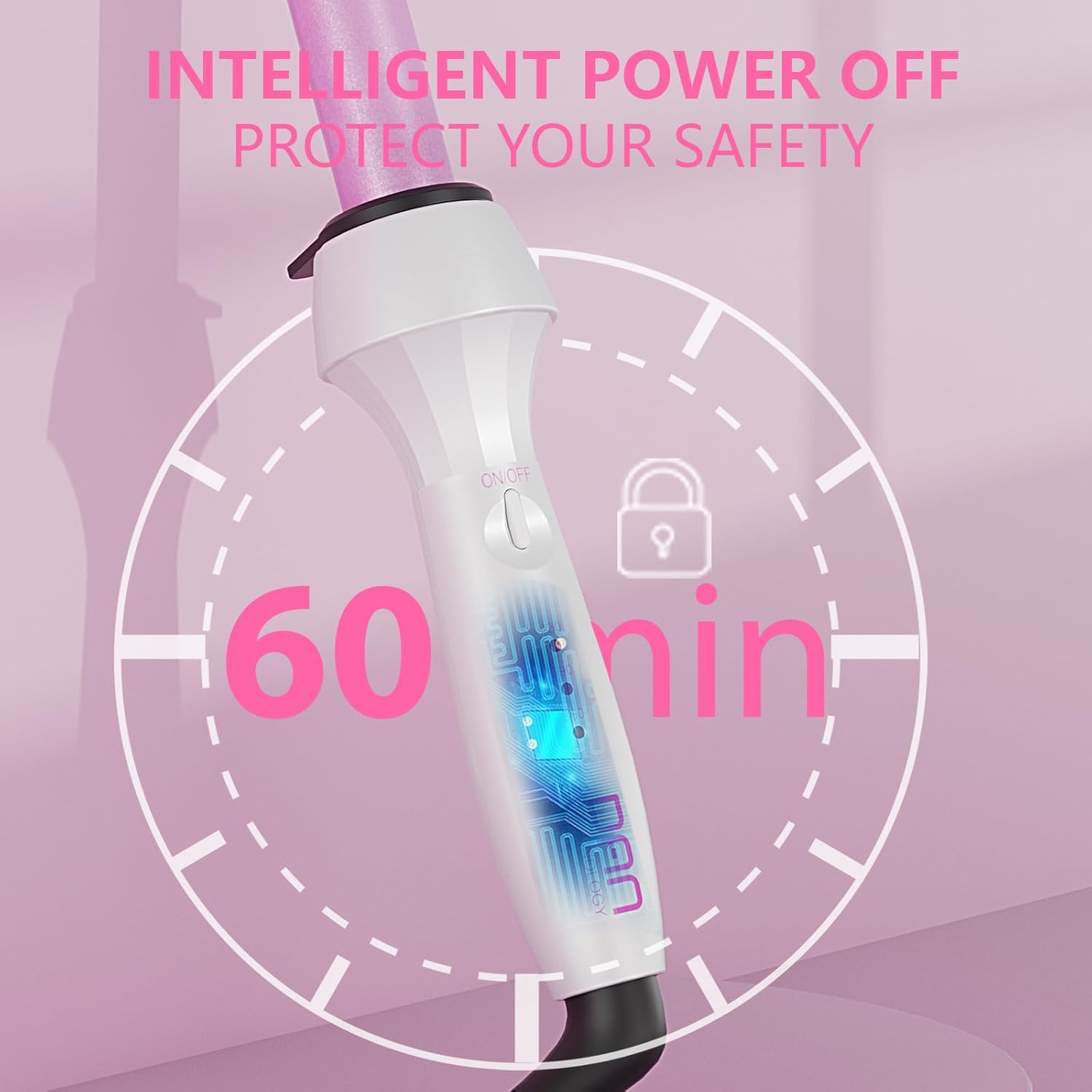 Dan Technology Varitas rizadoras,Varita rizadora,Varita rizadora de 34 pulgadas,Rizador de pelo ajustable con temperatura,Varita de rizador de doble