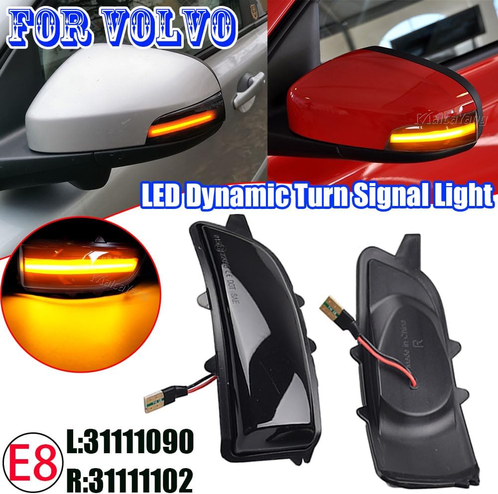 Malcayang Indicador de señal de giro para espejo lateral, repuesto de luz intermitente dinámica secuencial compatible con Volvo C30 C70 S40 V40 V50