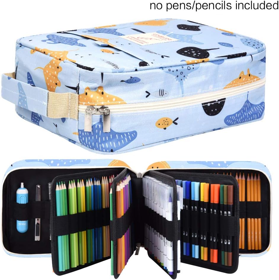 Ranura para estuche para lápices, capacidad para 260 lápices de colores o 180 bolígrafos de gel con cierre de cremallera, organizador de bolígrafos