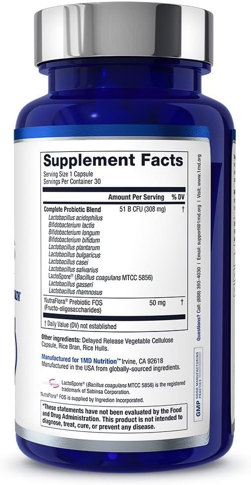 MD-Supplement – Probióticos completos Pla-Tinum, 30 cápsulas, apoya la salud digestiva, contiene 11 cepas robustas y potentes, sin aditivo artificial