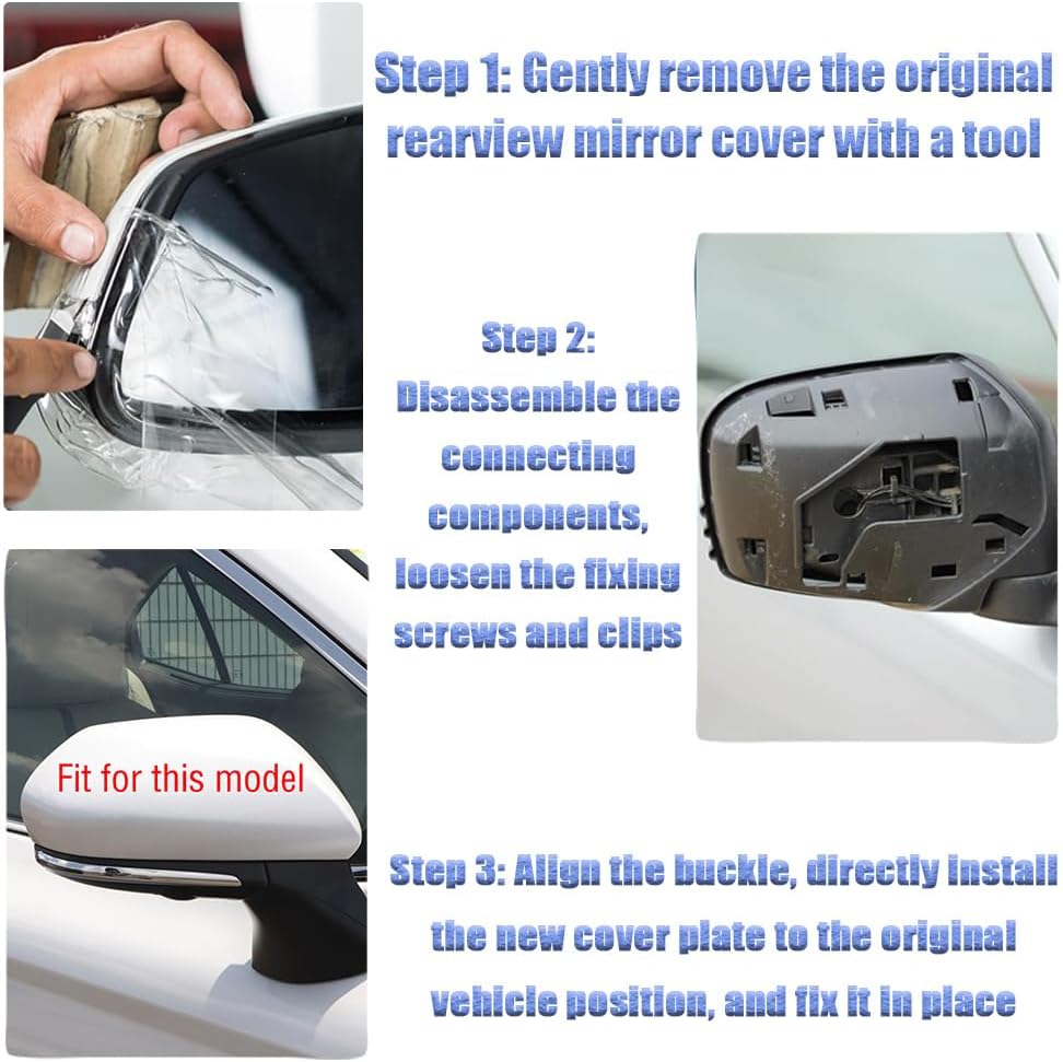 JESYMBX Para Toyota Camry V70 8th 2018-2021 Cubierta del espejo retrovisor Tapa del ala del coche Tapa lateral de la puerta Shell derecha Negro