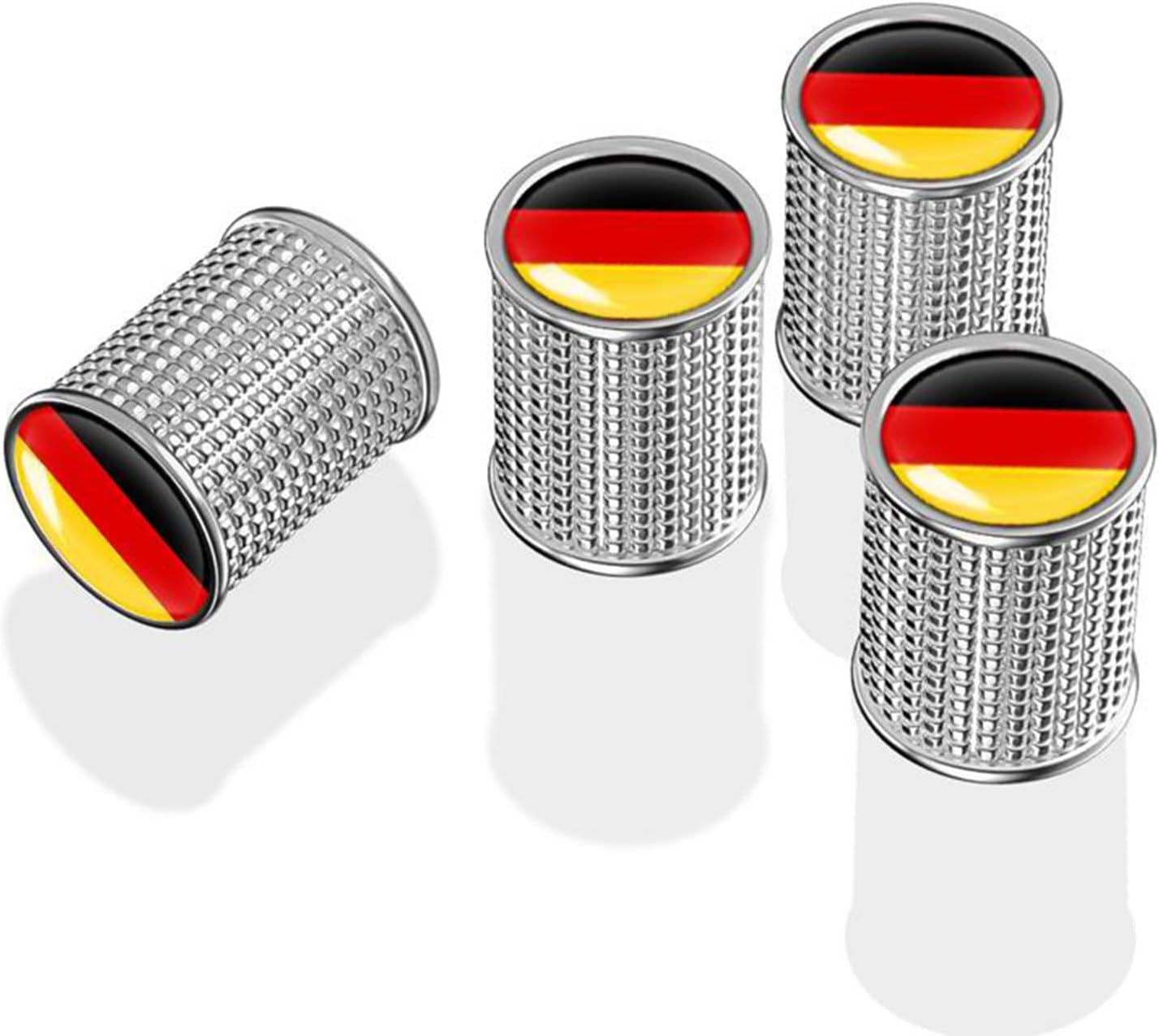 4 tapas de metal para válvula de neumático de automóvil, tapas de vástago de válvula de neumático con bandera de Alemania, tapas de válvula de aire,
