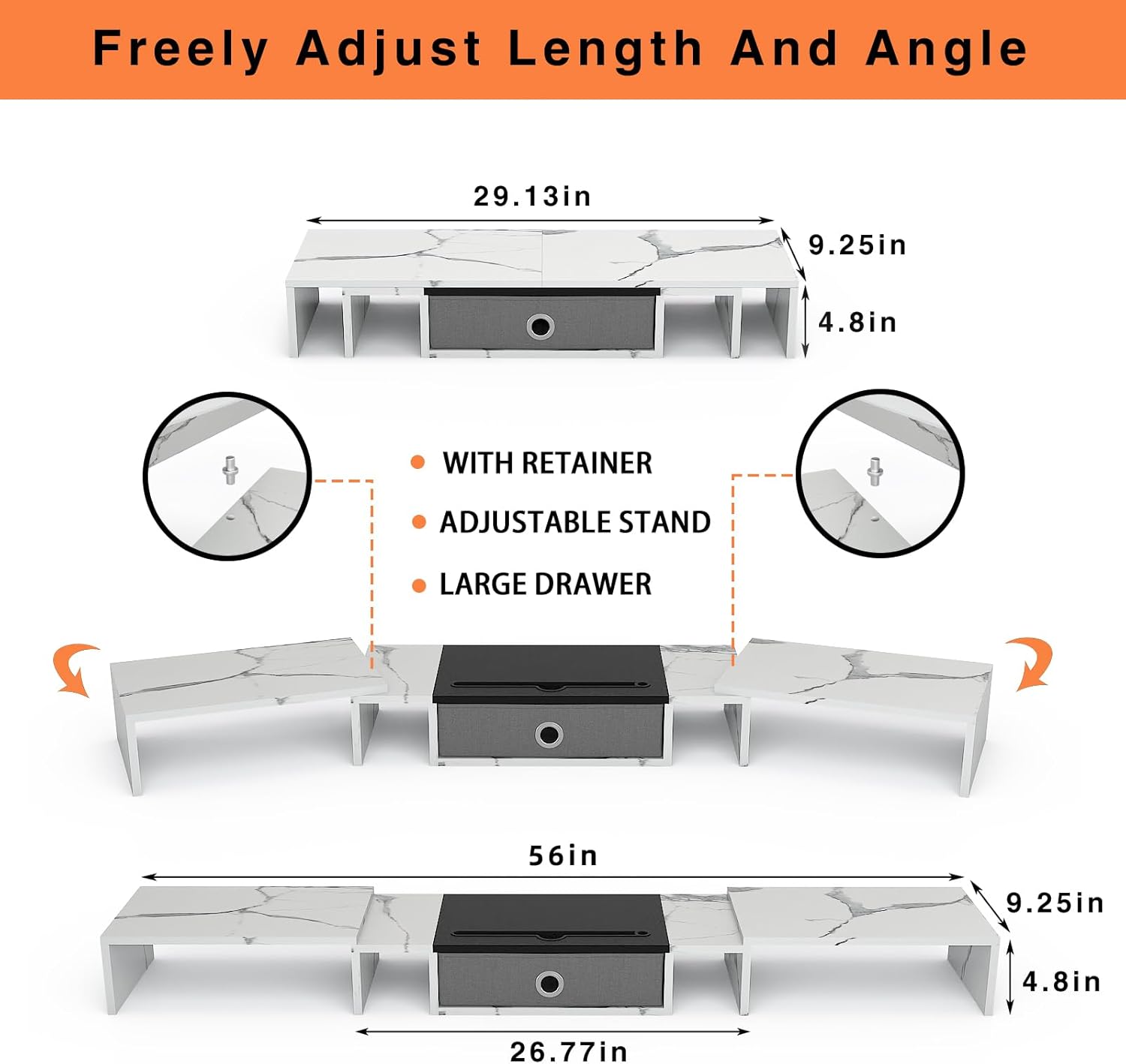WESTREE Soporte elevador triple para monitor doble con cajón, extra grande ajustable para 2  3 monitores, solt para teléfono y tableta, soporte