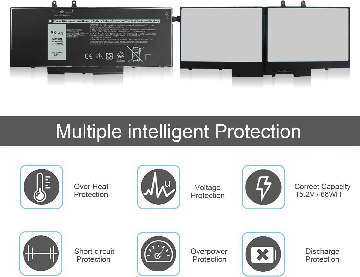 3HWPP 68Wh 15.2V Batería de repuesto para Dell Latitude 5410 5510 5501 5401 5411 5511 Inspiron 17 7500 7506 7706 2 en 1 Negro Precision 3541 3551