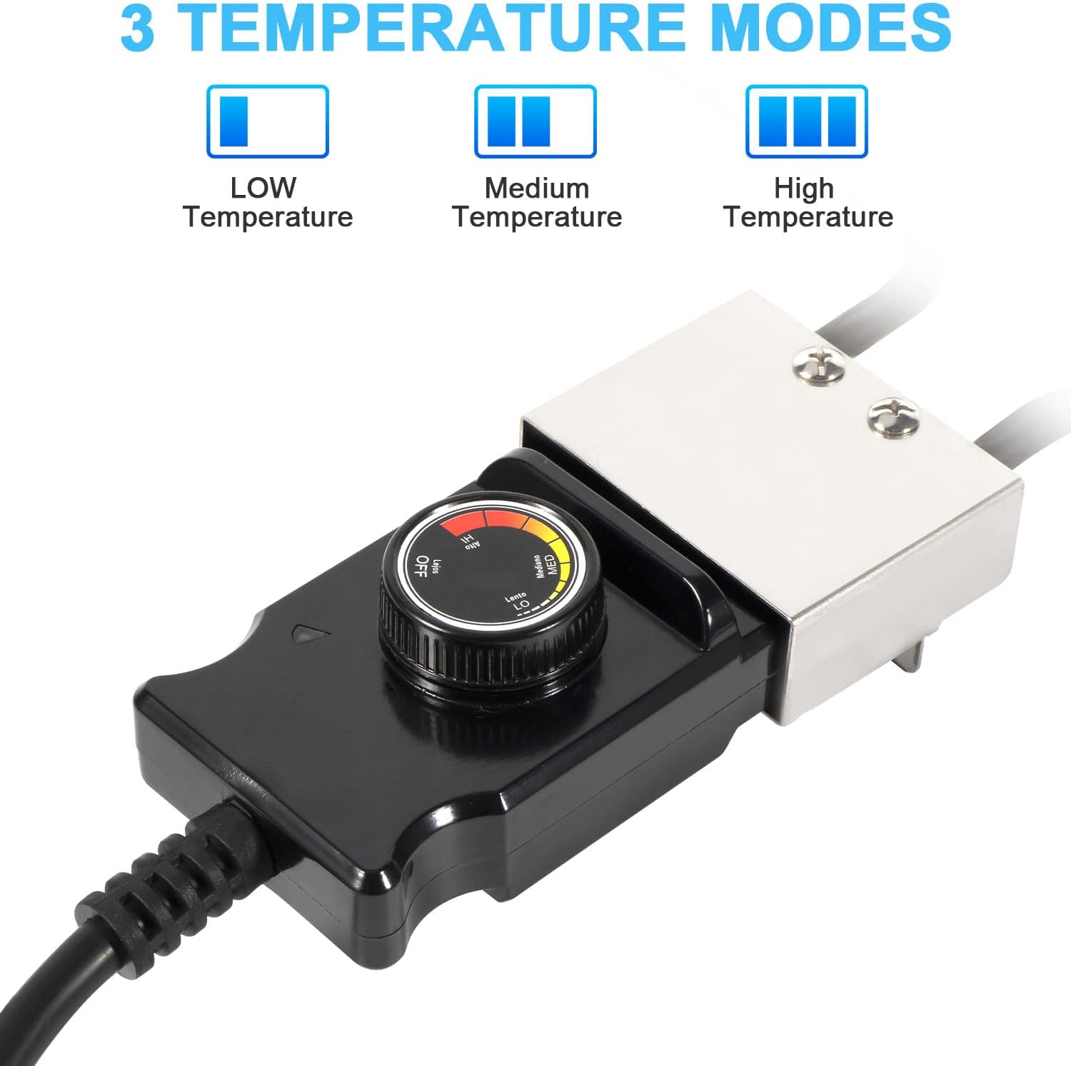 Elemento calefactor eléctrico para ahumador y parrilla con controlador de cable de termostato ajustable, elemento calefactor de 1500 W para