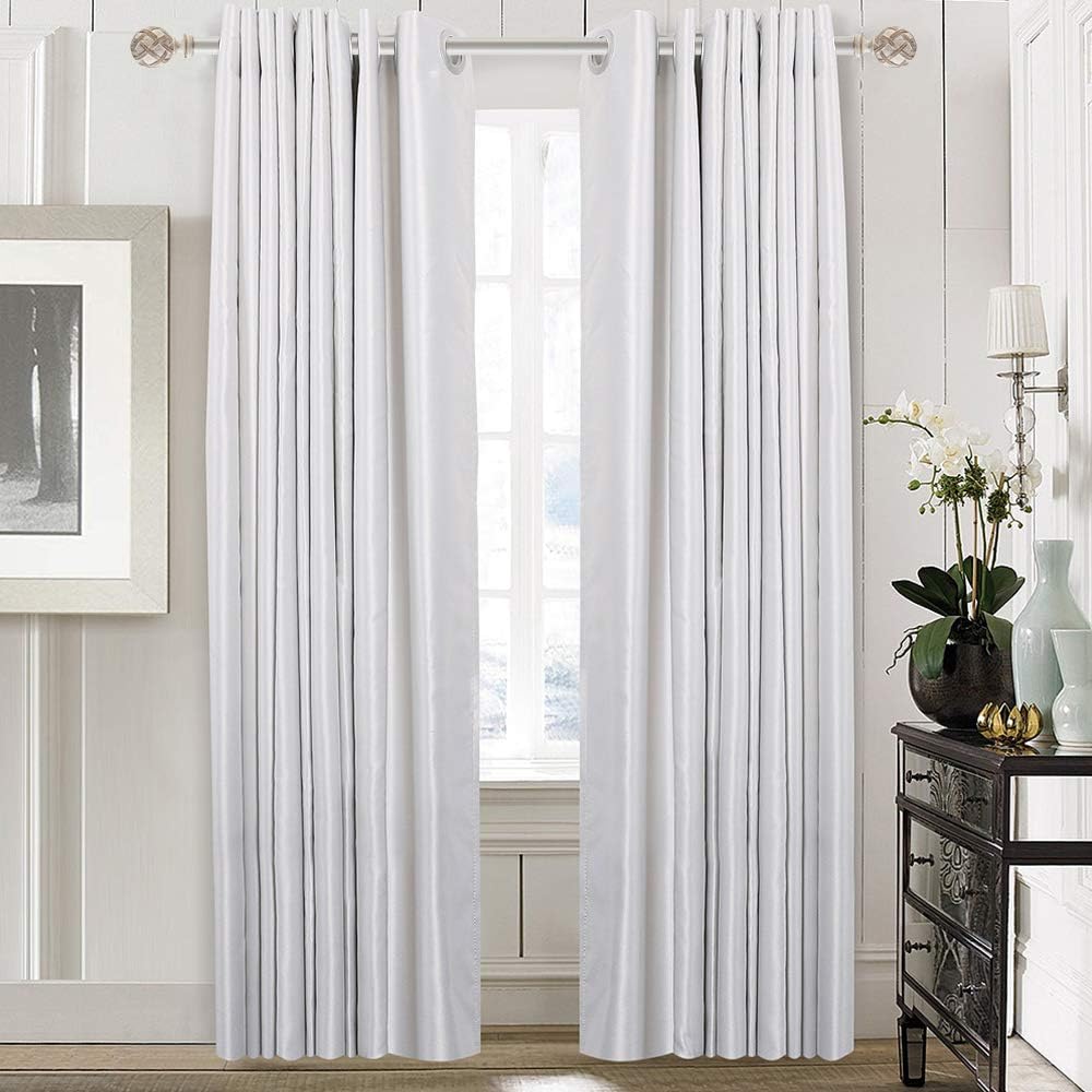 Ycolnaefllr Barra de cortina individual de 1 pulgada de diámetro para ventanas, cortineros decorativos de longitud ajustable de 84 a 120 pulgadas,