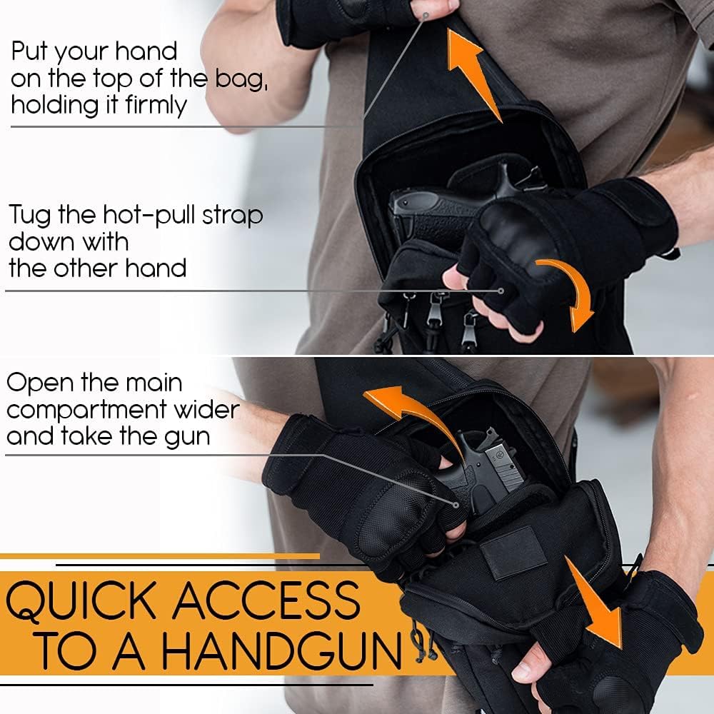 TECEUM Bolso bandolera táctico compacto  CCW para todos los días  Más de 10 estilos  Bolso cruzado de hombro para transporte oculto de pistola