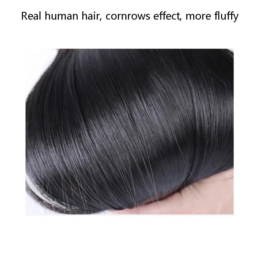 Pieza de peluca de cabello natural con clip, estilo francés, para adelgazar, uso diario (color marrón)