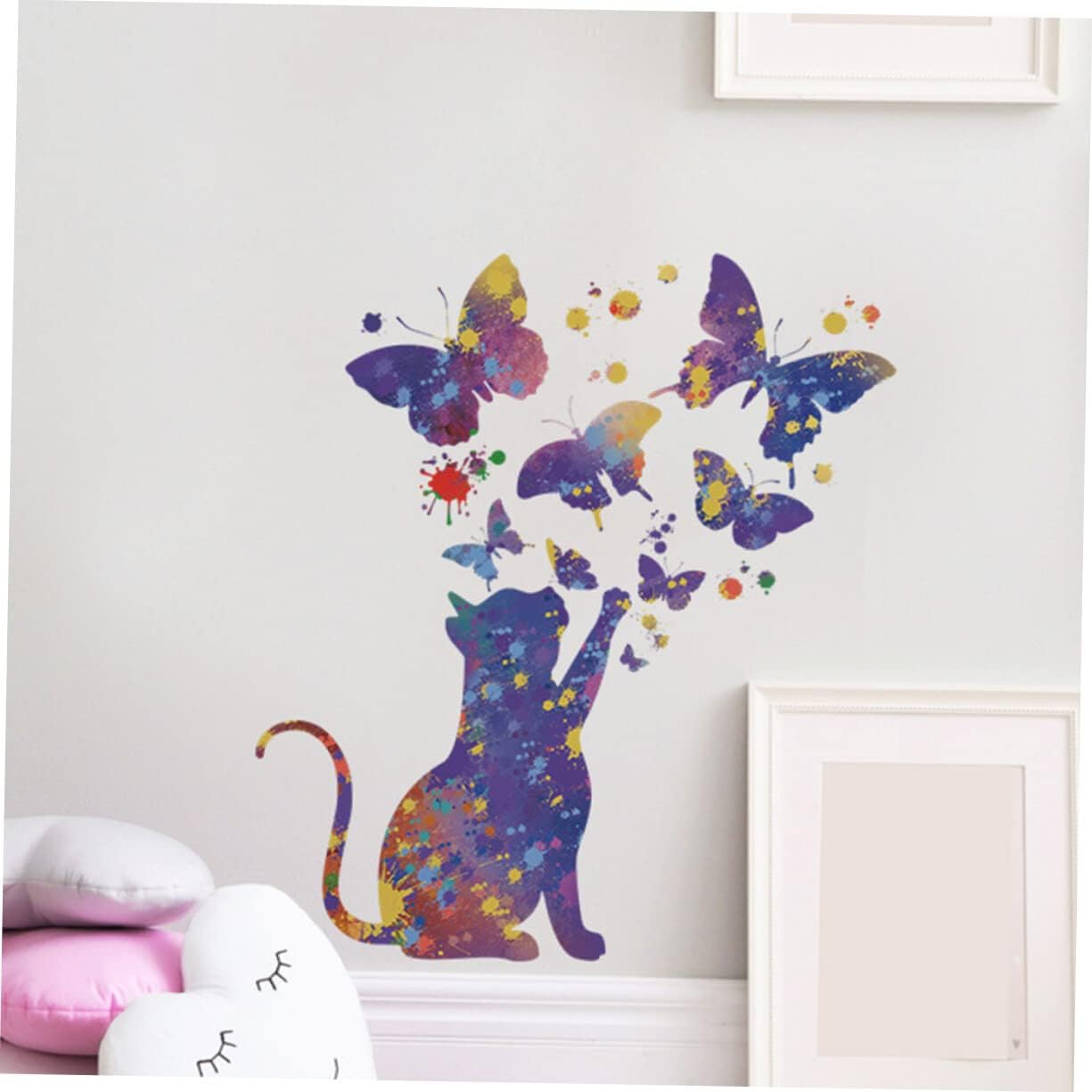 BESPORTBLE 2 hojas de calcomanías de pared con diseño de gato estrellado para decoración del hogar, habitación de niños, sala de juegos, papel tapiz