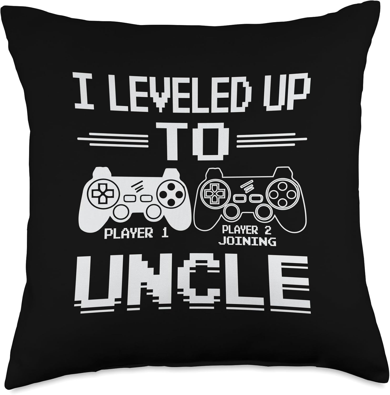 leveled, Uncle who Loves Video Games Throw Pillow, 18×18, Multicolor