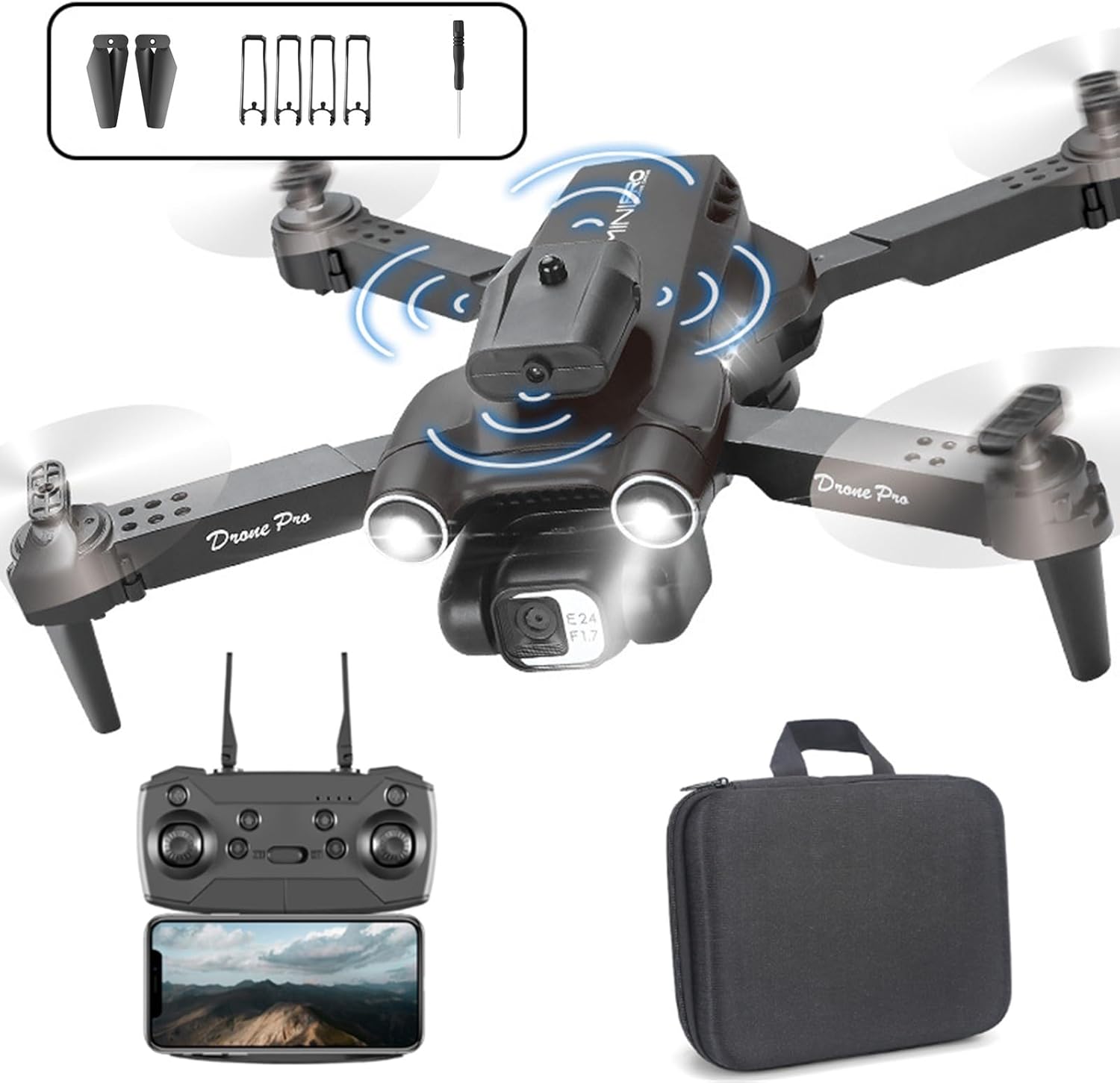 Dron Wifi Fpv con cámara HD de 1080p, modo de retención de altitud, plegable, cuadricóptero, vuelo circular, vuelo de ruta, retención de altitud,