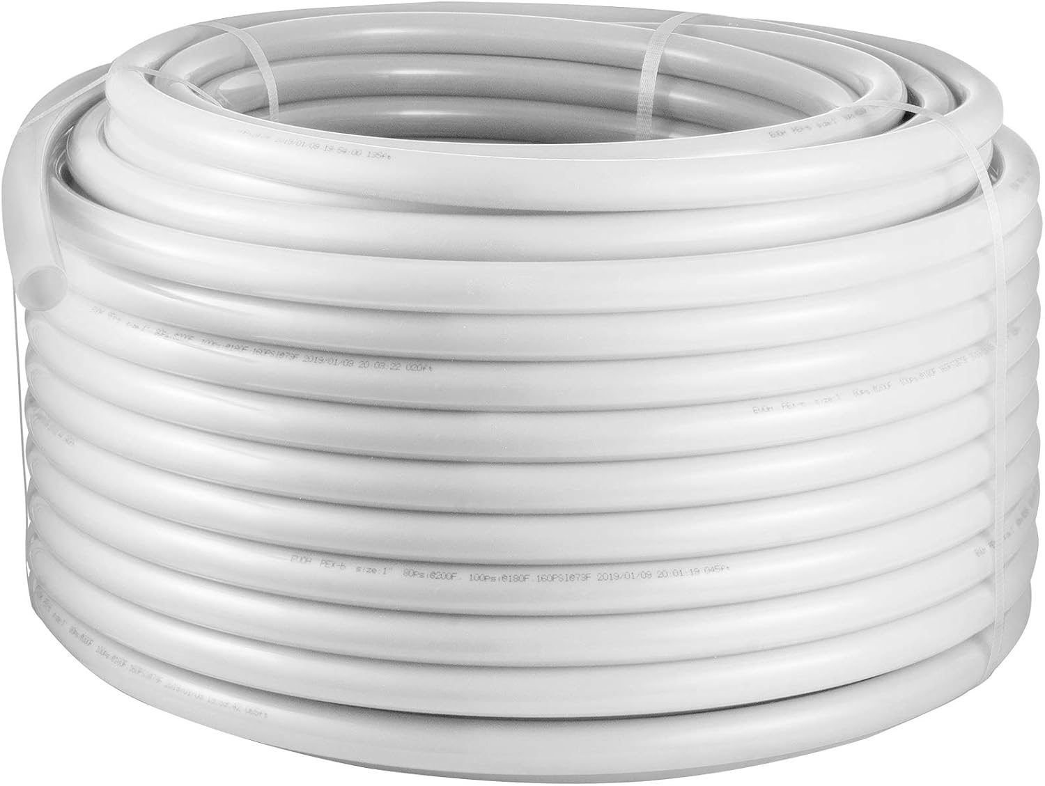 VEVOR Tubo PEX sin barrera de oxígeno de 300 pies, tubo PEX blanco de 1 pulgada, suelo radiante de calor EVOH Pex-B, fontanería duradera para