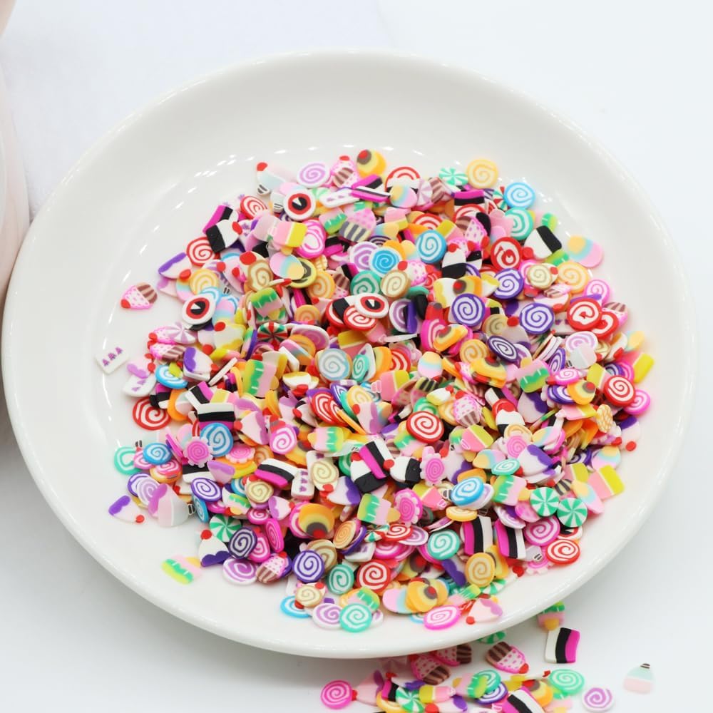 Polímero mixto de arcilla polimérica de 1.76 oz, 0.197 in, mezcla de colores, rebanadas de cerámica suave, decoración de uñas, accesorios de relleno