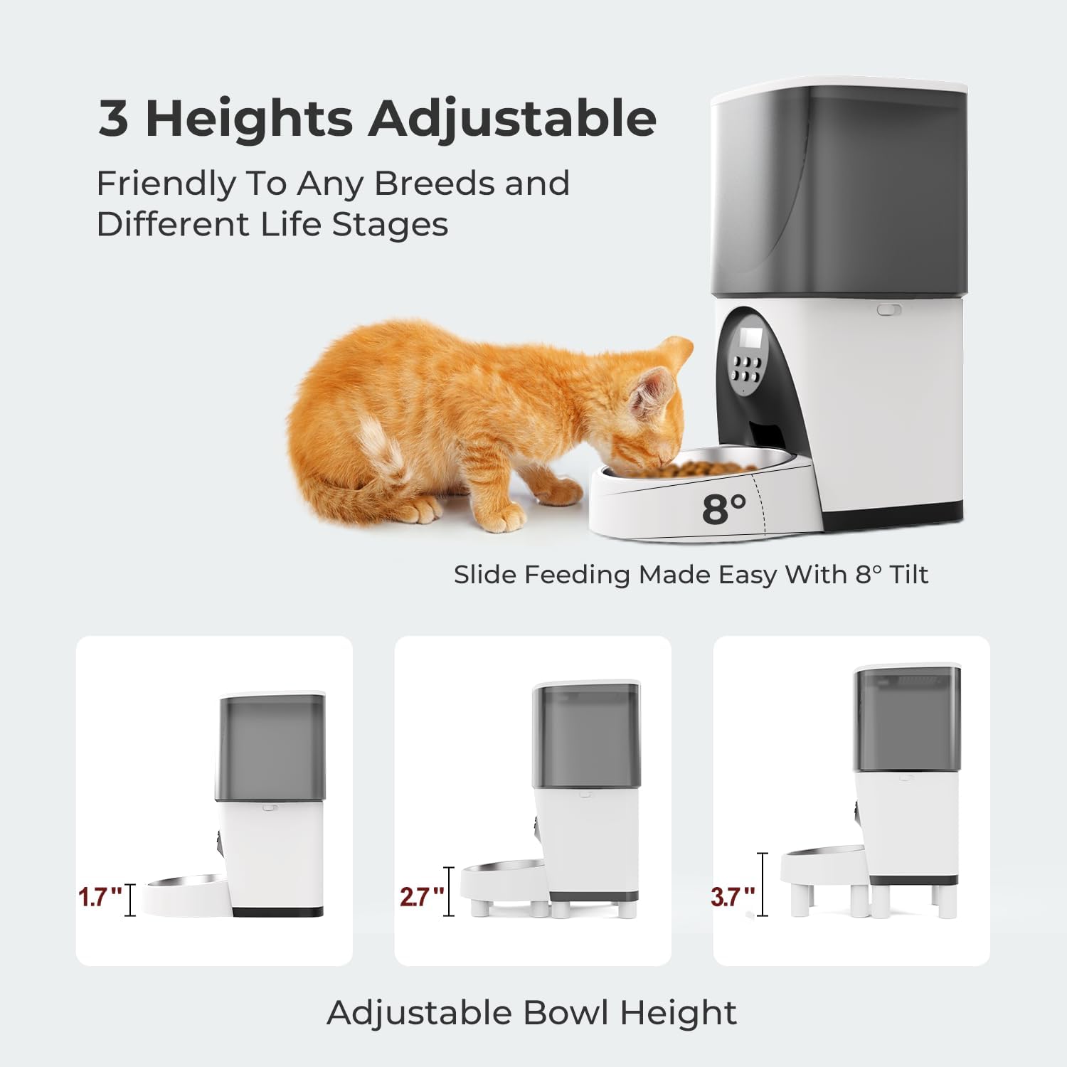 Alimentadores automáticos para gatos, comedero cronometrado para gatos de 4 litros con cuencos elevados, dispensador automático programable de