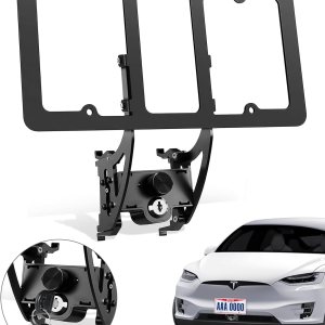 Soporte para placa de matrícula para Tesla 2017 a 2023 Modelo Y 3, soporte de marco de matrícula frontal de aleación de aluminio premium con bloqueo Soporte para placa de matrícula para Tesla 2017 a 2023 Modelo Y 3, soporte de marco de matrícula frontal de aleación de aluminio premium con bloqueo