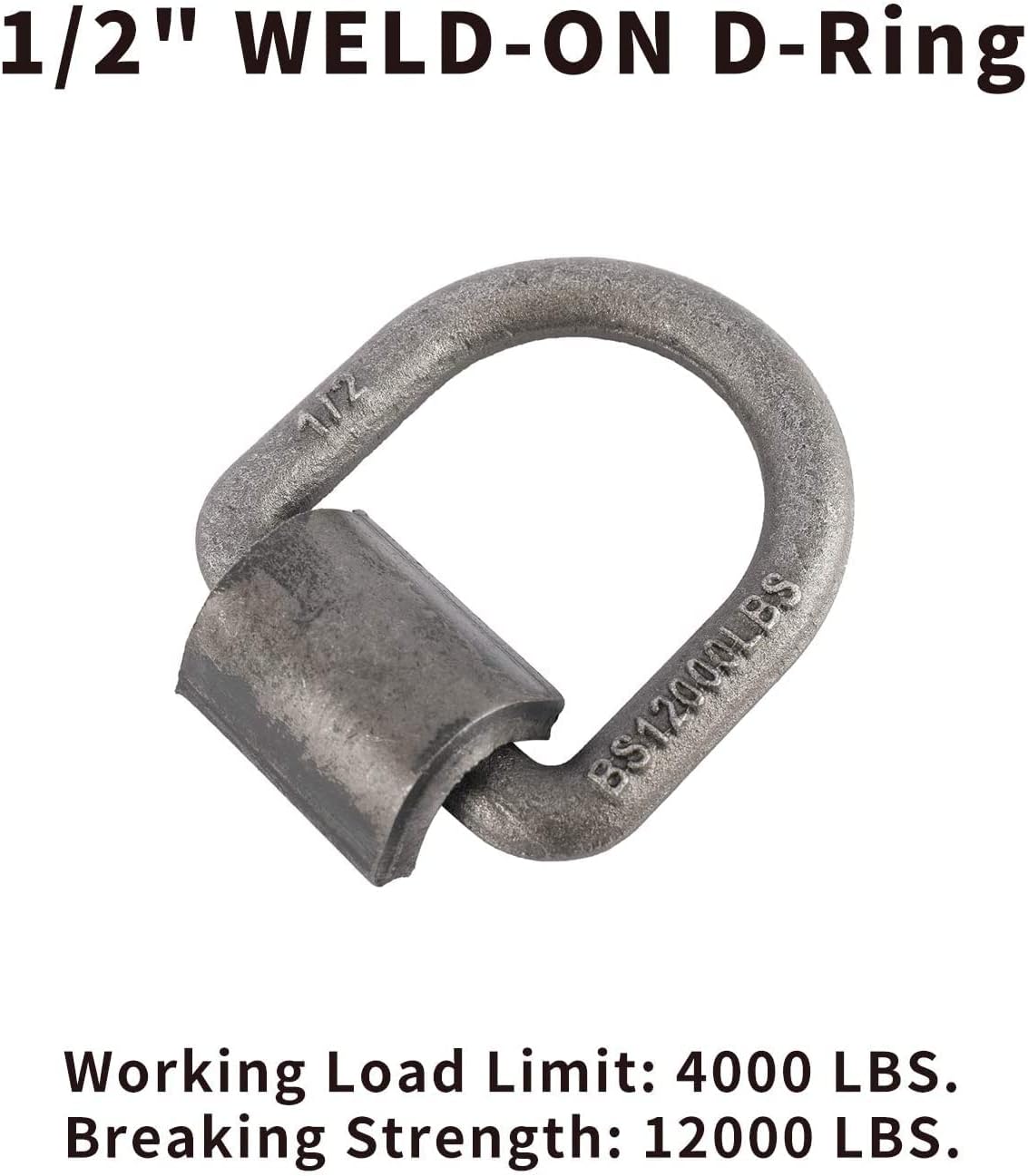 Yaegoo Anillo en D forjado soldado resistente de 12 pulgada, anclajes de amarre de anillo en D de acero para camiones remolques, límite de carga de