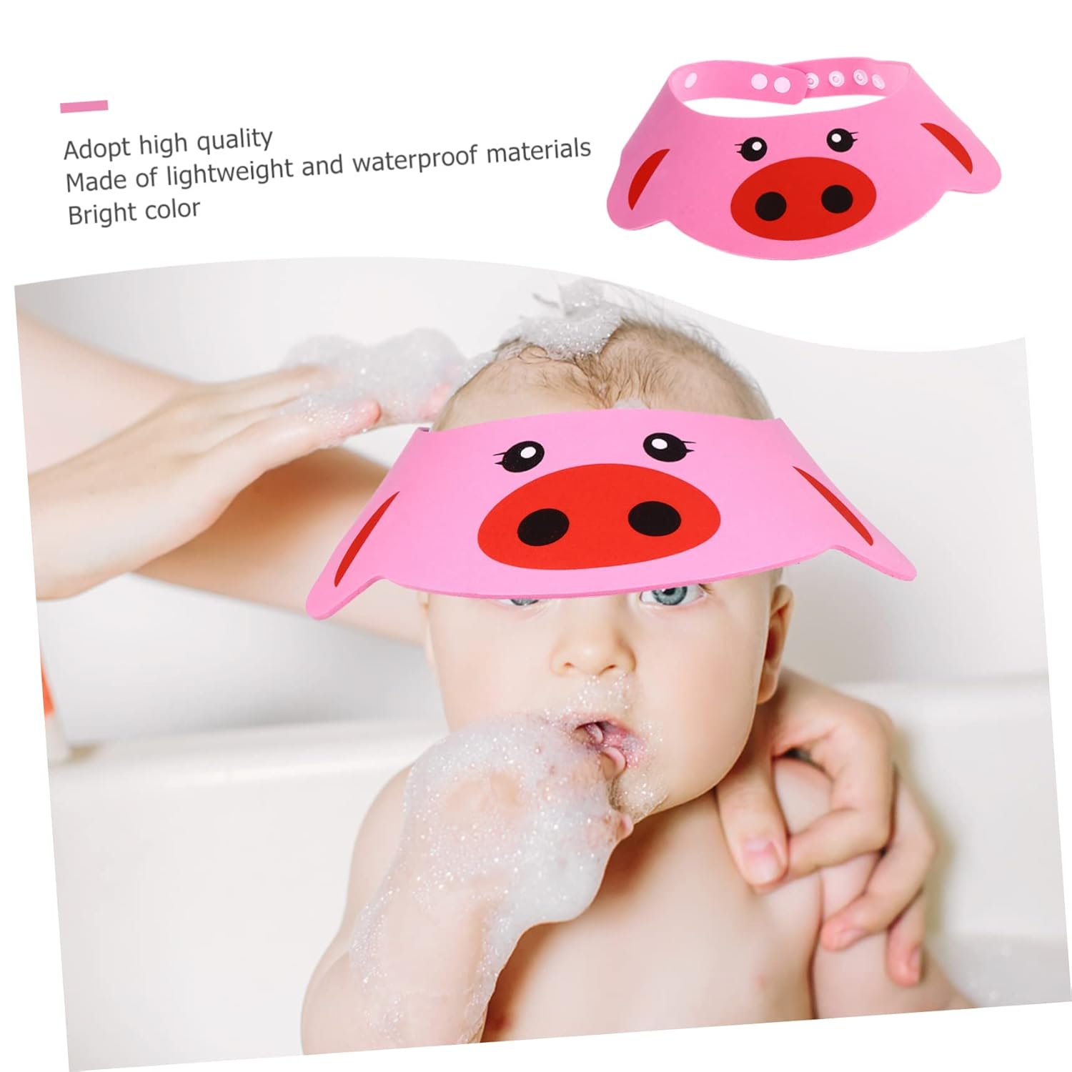 Gorra de champú ajustable, 6 unidades, visera de protección de ojos, forma de agua, productos de lavado, gorro para recién nacido, tapa de cerdo