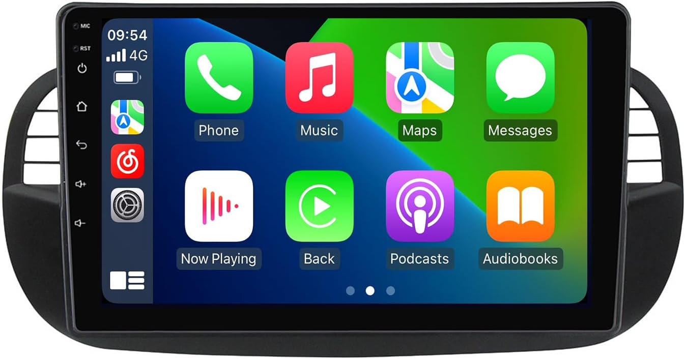 1280 x 720 Andorid 12 8 Core 2+32GB Radio para Fiat 500 500C 2007-2015 Kit de reemplazo estéreo de tablero de 9 pulgadas, pantalla táctil IPS