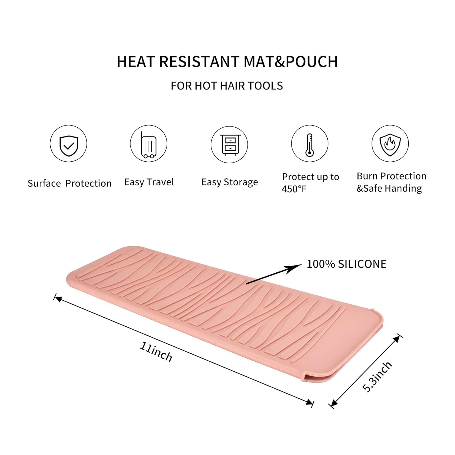 Alfombrilla con bolsa de silicona resistente al calor para alisadora de pelo, plancha de prensado, rizador de pelo, varita para rizar, plancha